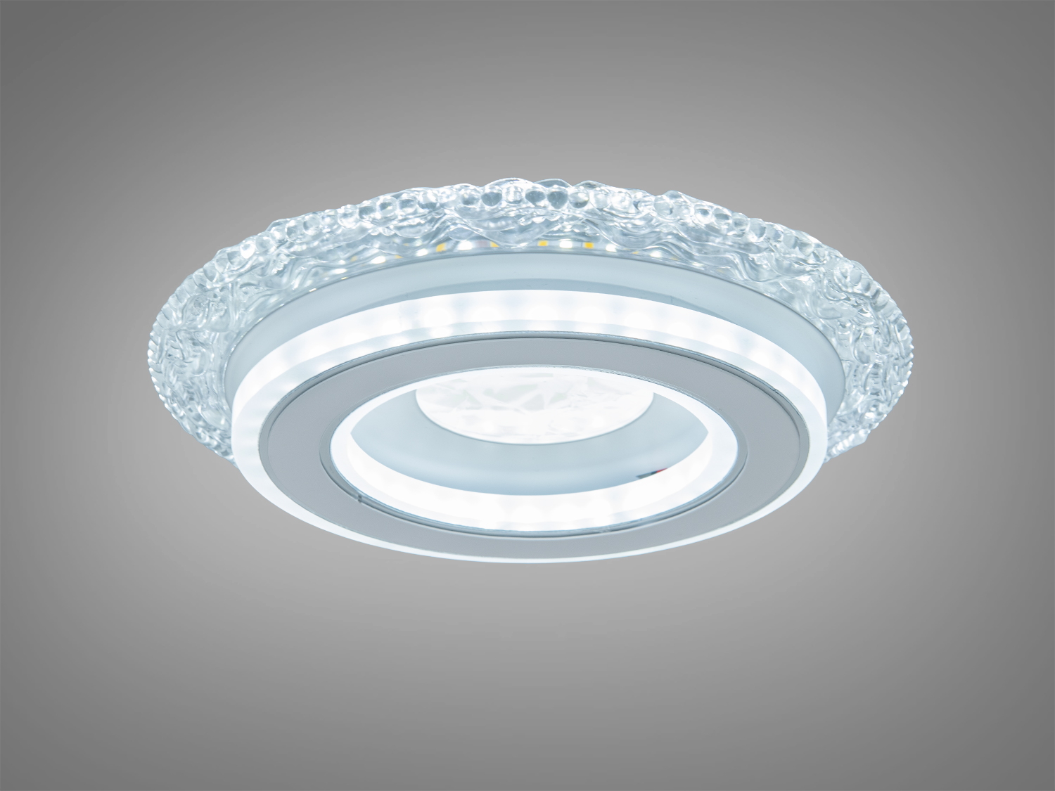 Кругла стельова LED люстра 33 Вт для ~6 м²: 1815 лм, перемикання 3200/4100/6500К настінним вимикачем, металевий каркас, акриловий розсіювач, накладний монтаж.
