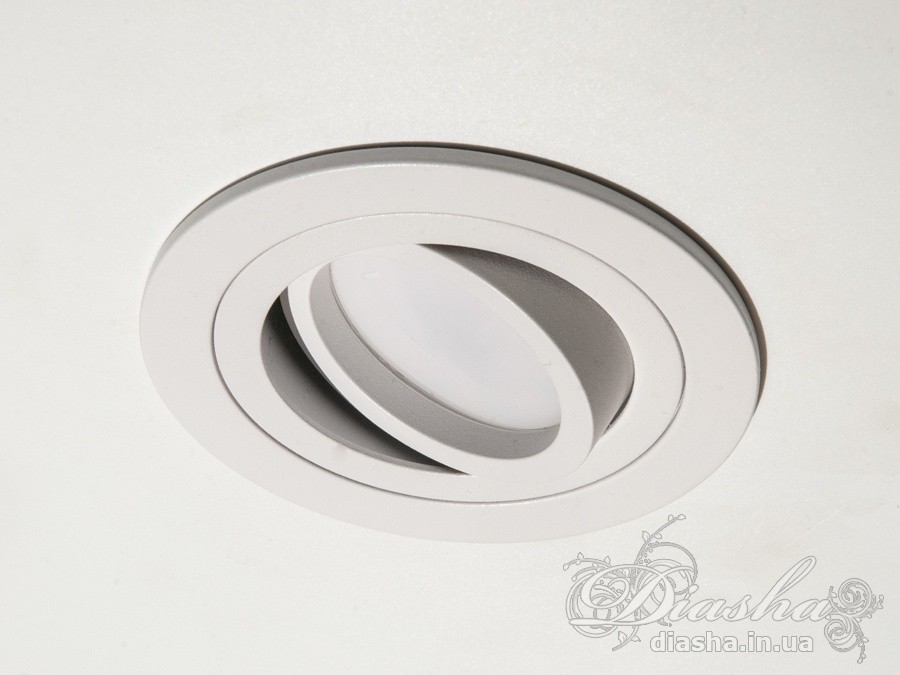 Інноваційний, круглий, технологічний алюмінієвий поворотний точковий світильник на гіпсокартонні потолки серія 