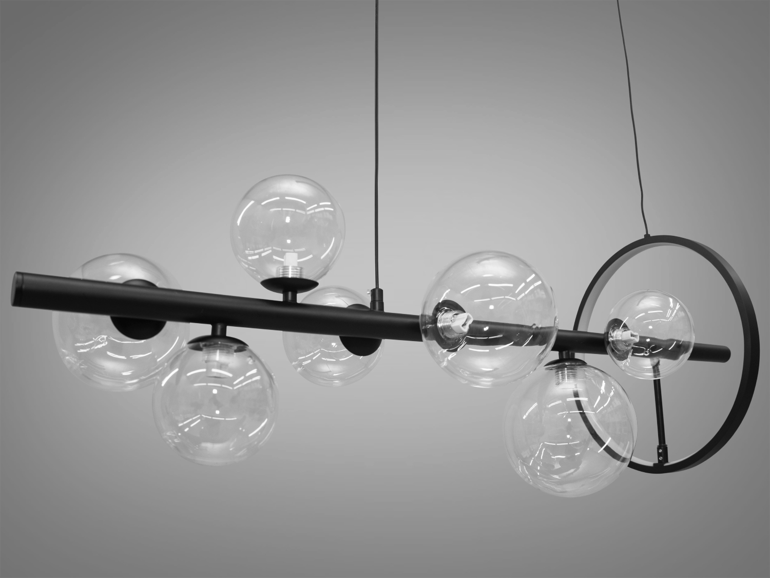 Довга люстра для кухні в стилі Loft з LED підсвічуванням на 7 ламп