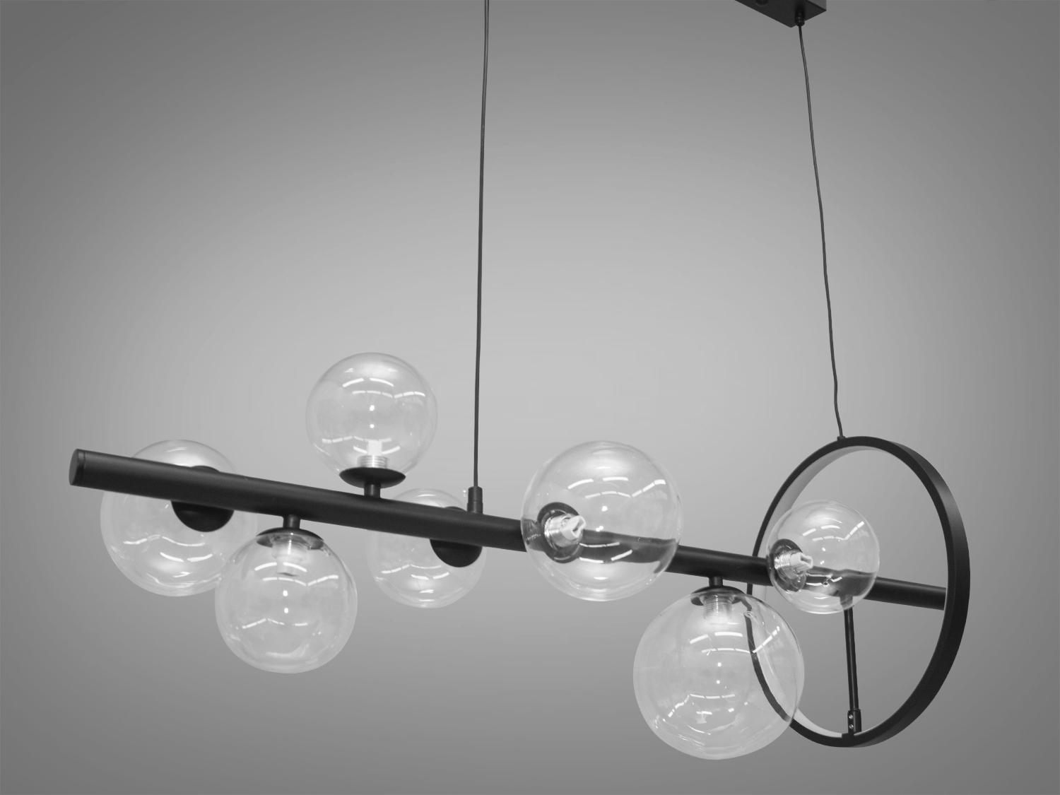 Довга люстра для кухні в стилі Loft з LED підсвічуванням на 7 ламп