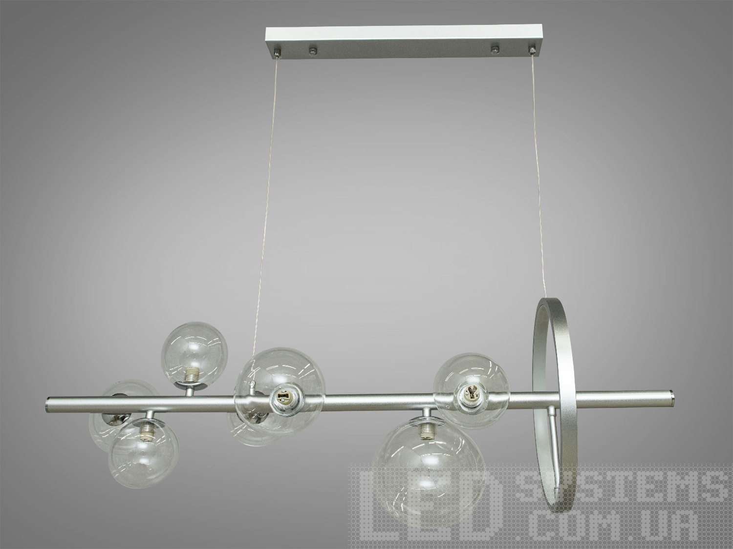 Магнетична, незабутня, інноваційна люстра в стилі Loft на 7 плафонів з led підсвіткою, довжиною 910 мм, хром