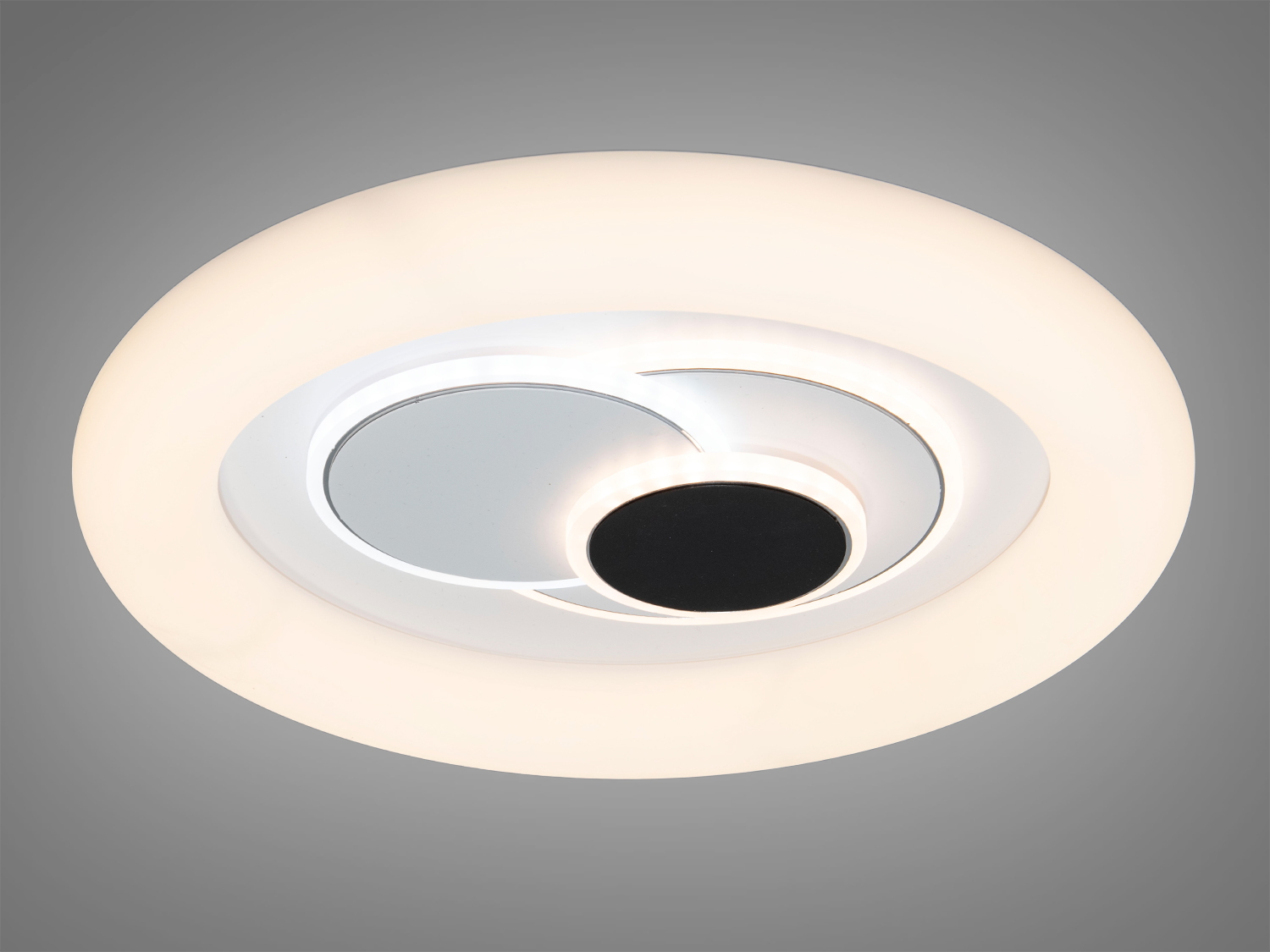 Світильник з теплим білим світлом, круглий дизайн з трьома колами. Ідеальний для затишних приміщень.