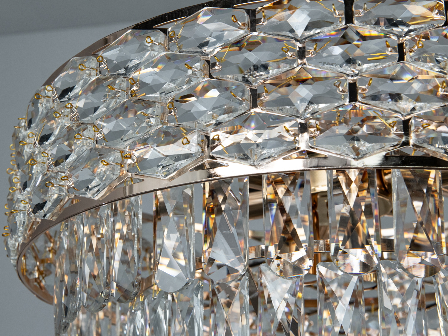 Люстра кришталева Diasha 2030-500SGD-LS золото 9 ламп E14 підвісна каскадна