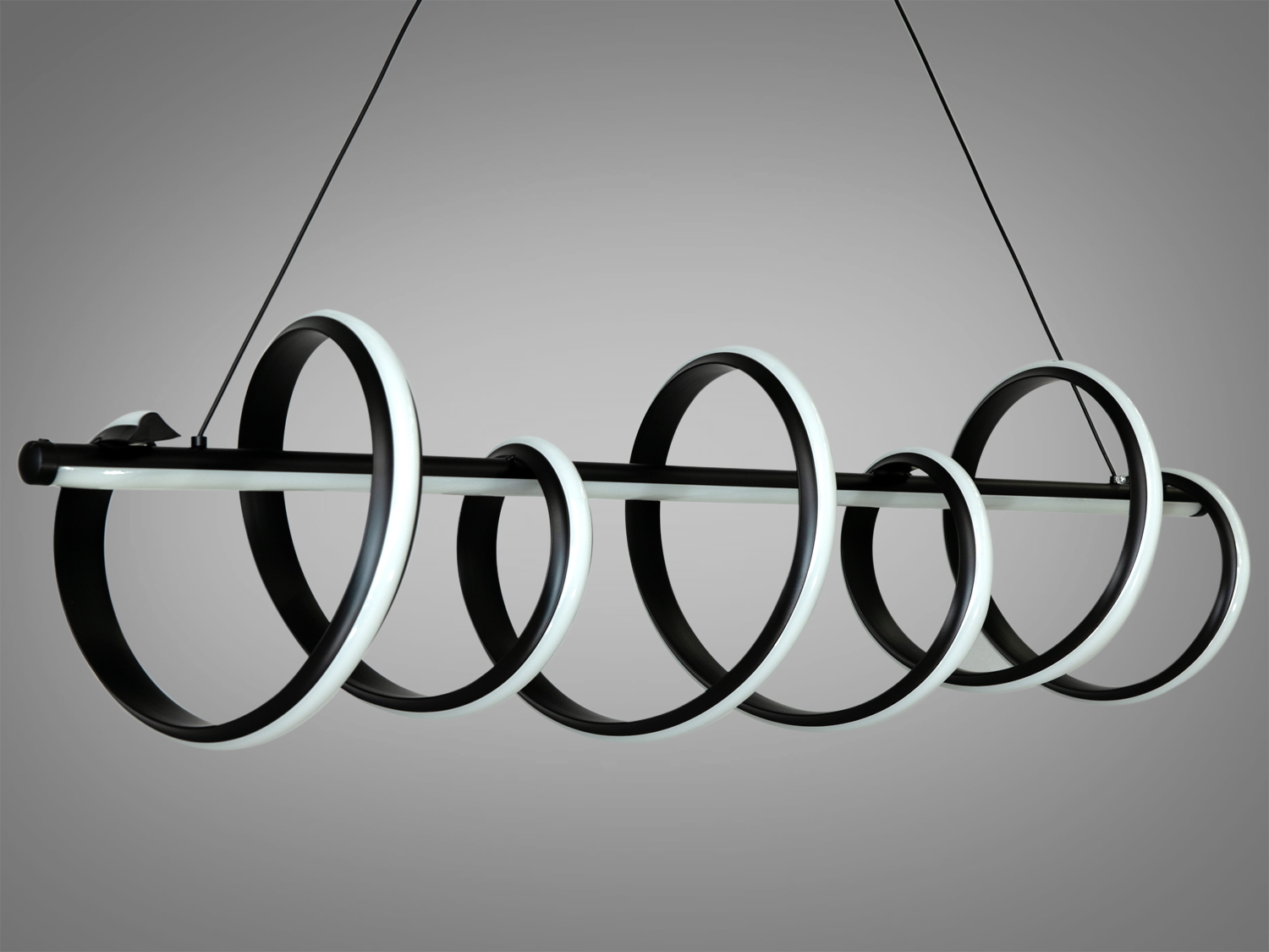 Лаконічна LED люстра на кухню-студію з пультом, колір чорний, 60W на 9м2