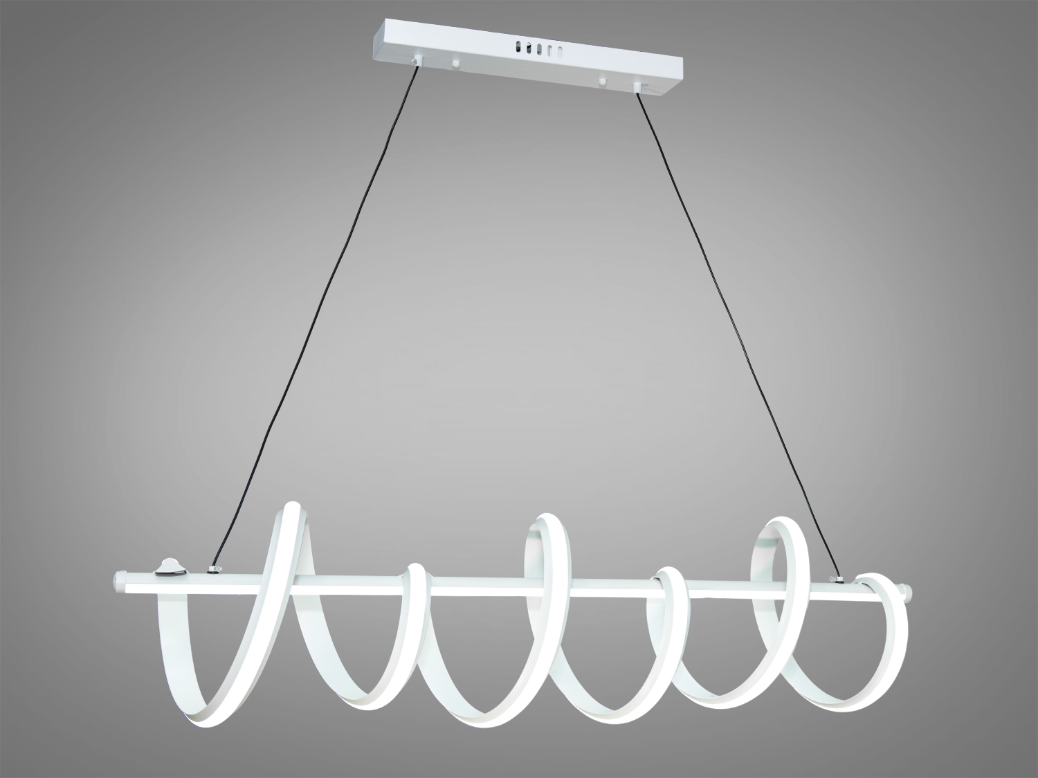 Стильна Led люстра-підвіска спіраллю у вітальню, колір білий, 60W