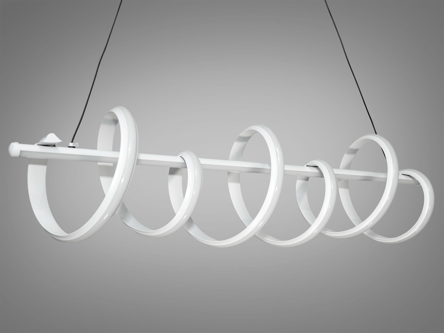 Стильна Led люстра-підвіска спіраллю у вітальню, колір білий, 60W
