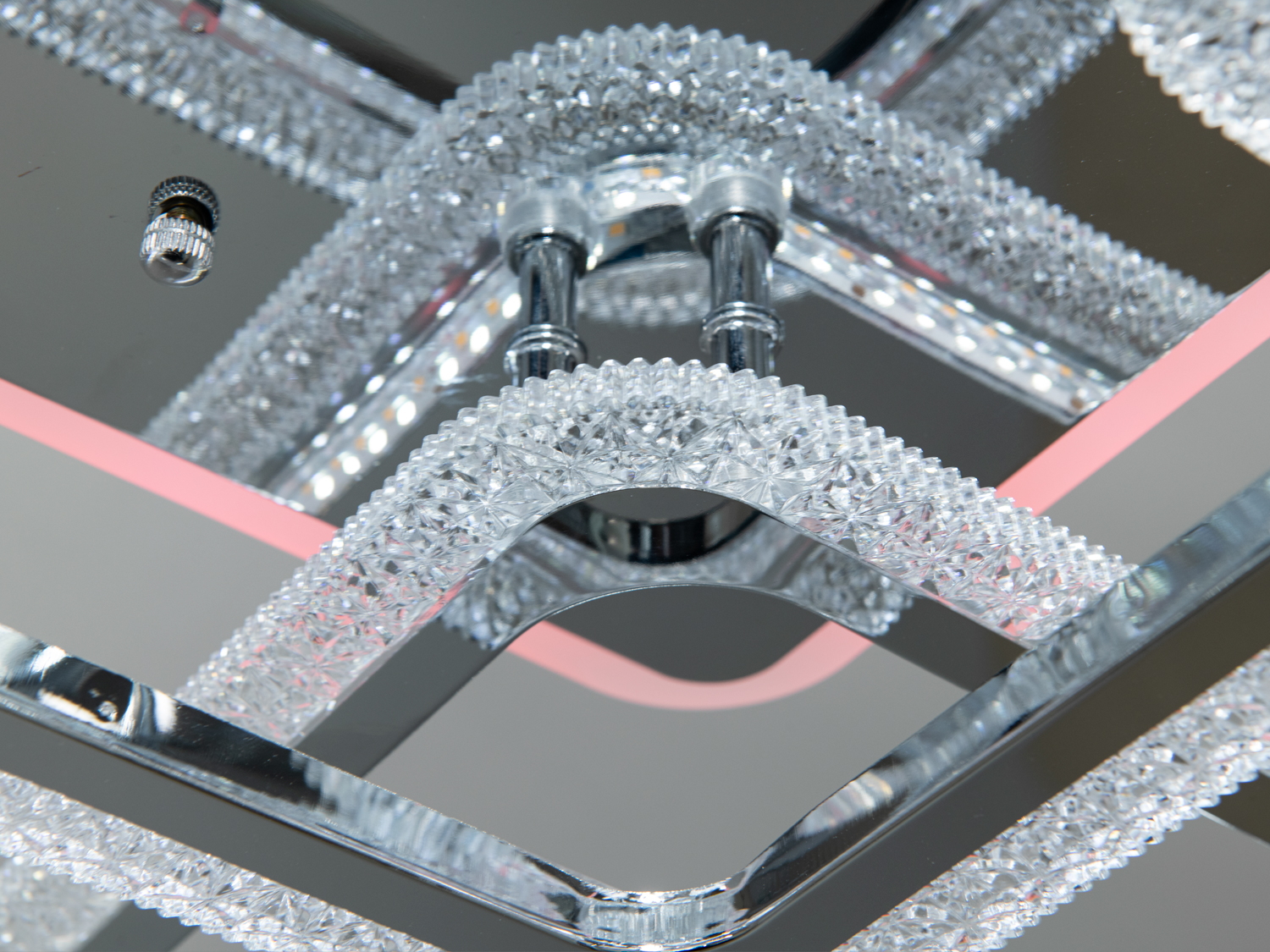 Стельова світлодіодна люстра з LED підсвічуванням, колір хром, 110W на 16м2