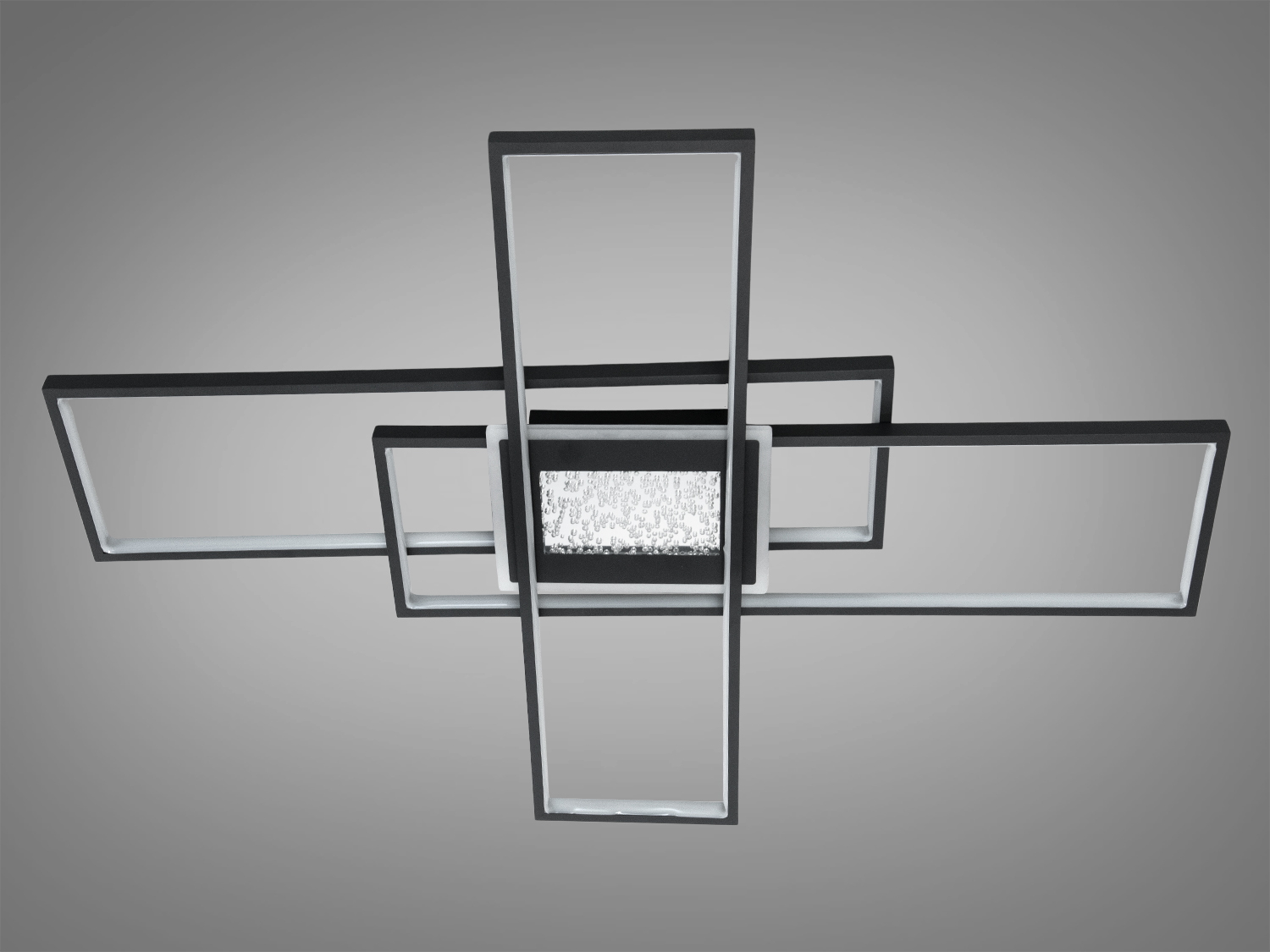 Мінімалістична LED-люстра для залу з пультом, чорна, 125W на 18м2