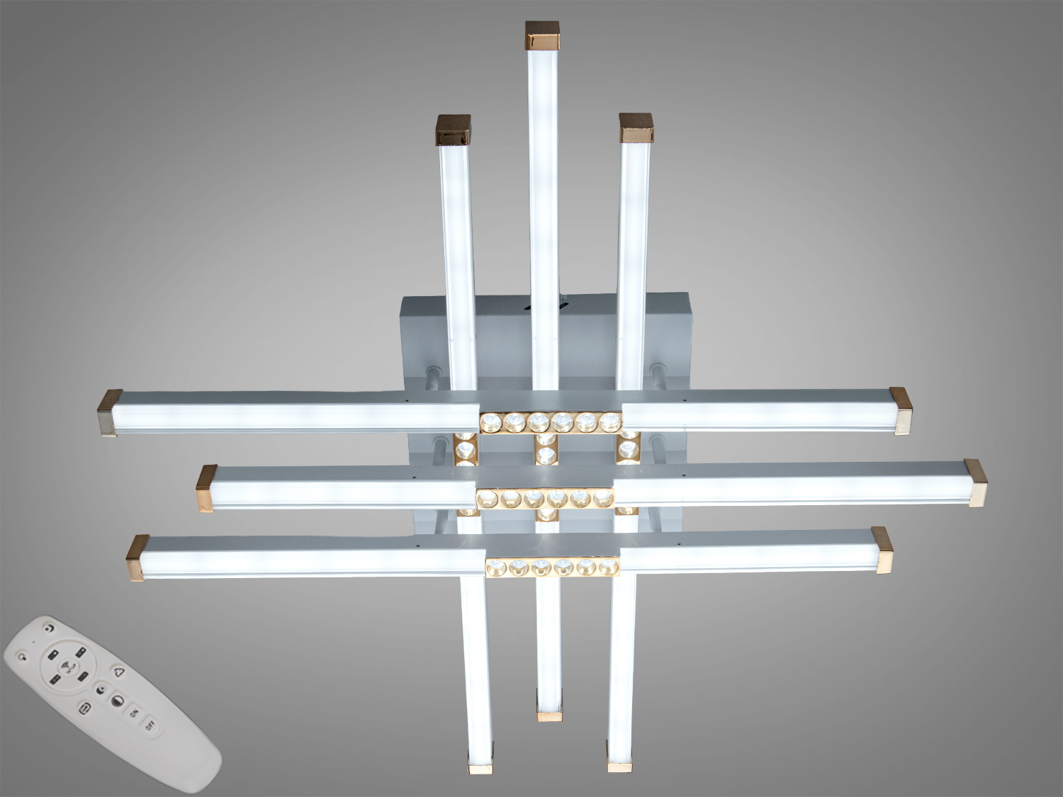 Стельова LED-люстра Diasha 60 Вт з пультом у кольорі білий+білий. Рівномірне освітлення кімнат до 10 м², стриманий дизайн і зручне керування.