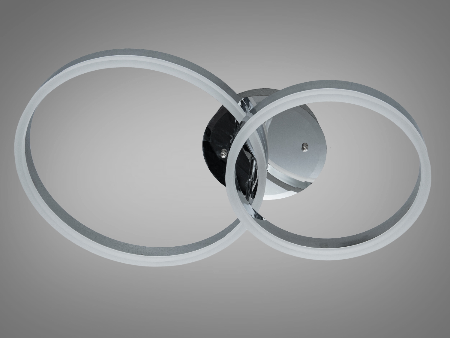 Потолочна LED люстра кільця хром двоконтурна з пультом дистанційного керування