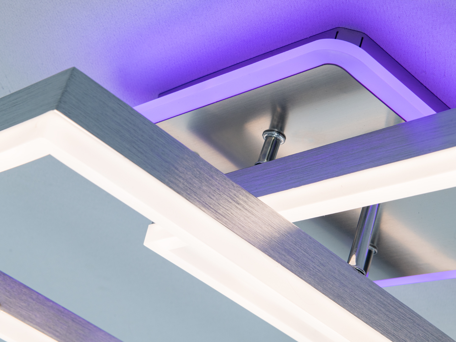 Люстра LED 64Вт пульт матовий хром 11 квадратів сучасна