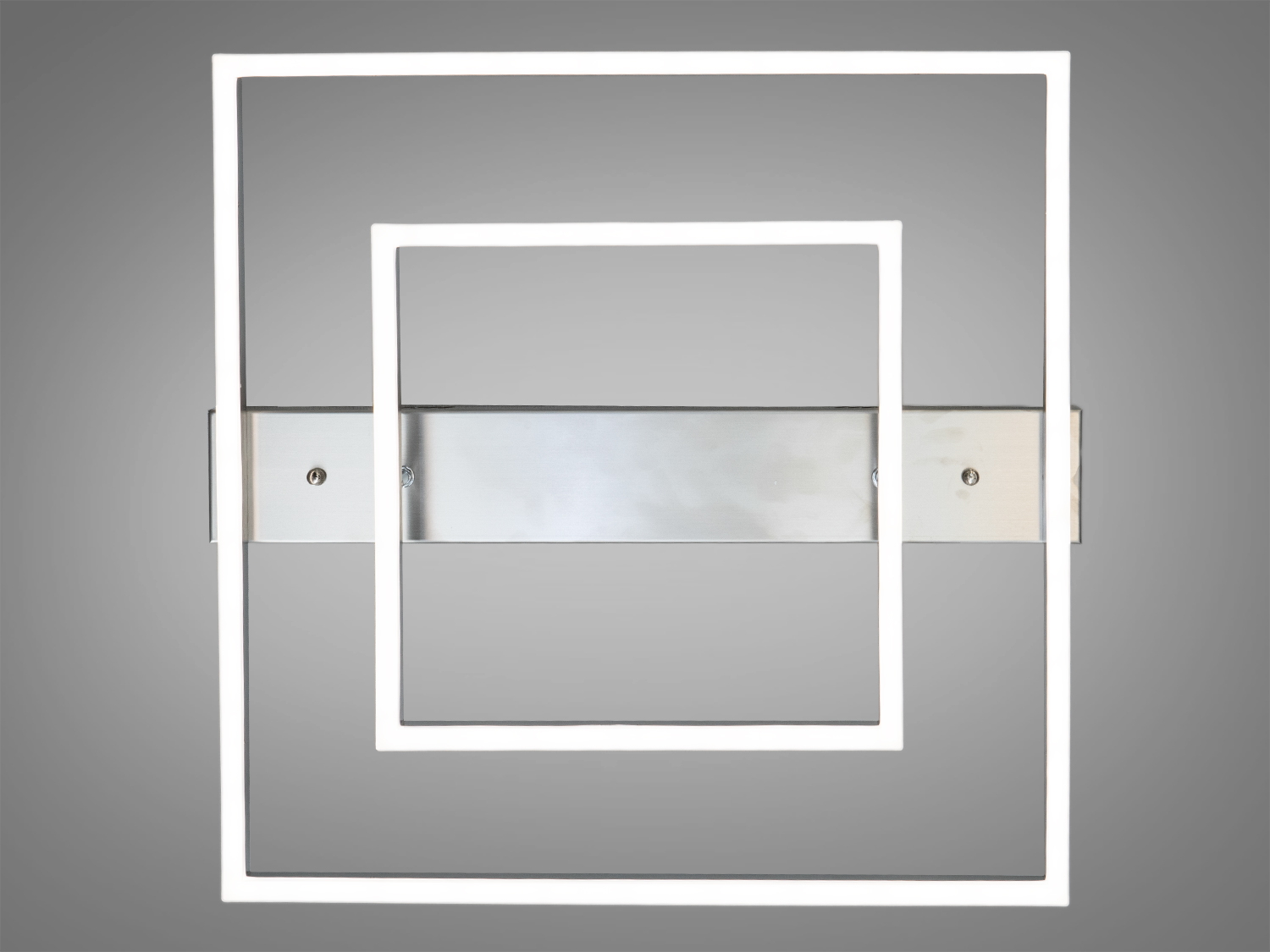 Стельовий світильник з двома квадратними рамками, що створюють сучасний стиль. Металевий корпус підходить для мінімалістичного інтер’єру.