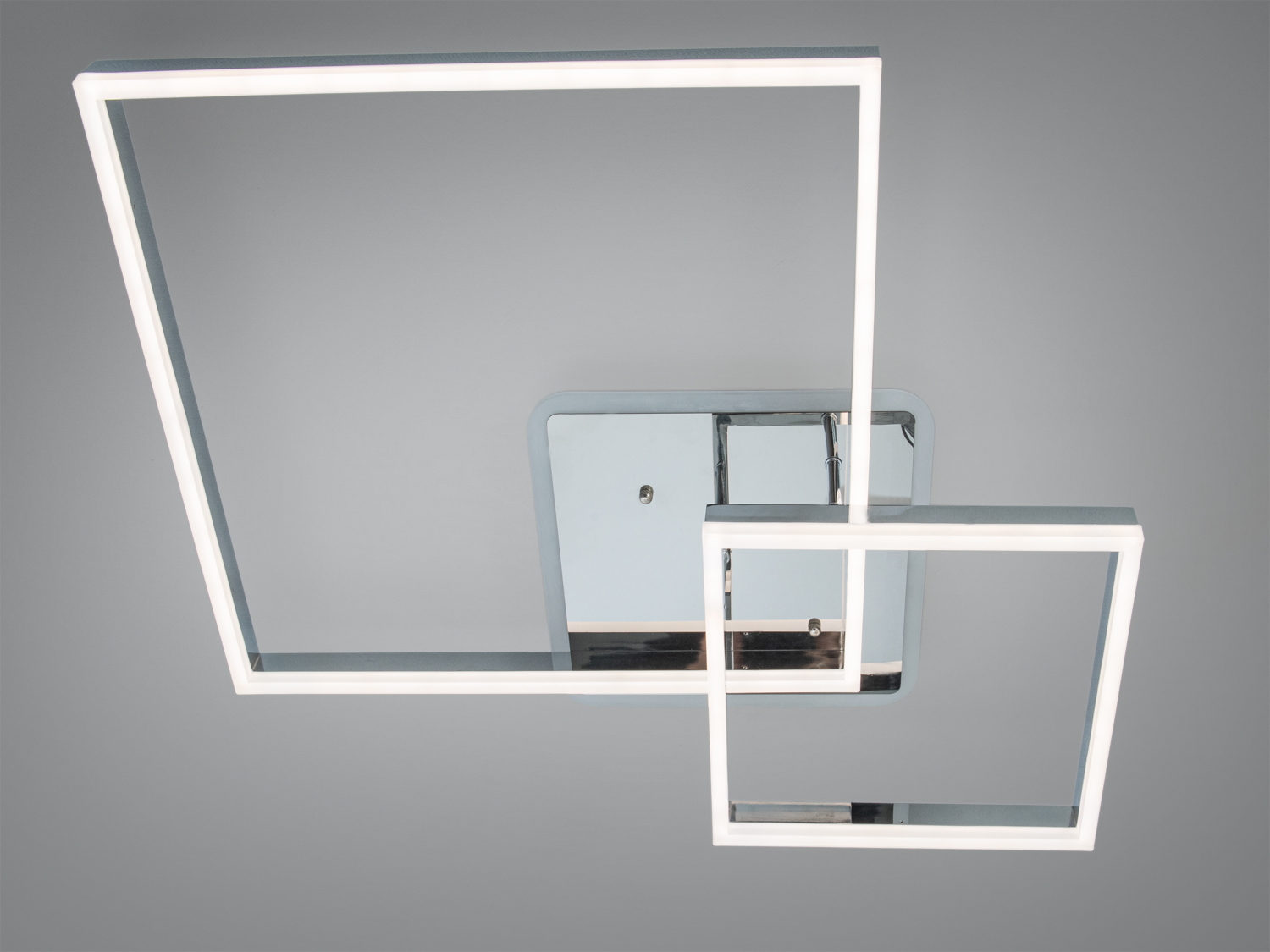 Потолочна люстра LED 2549HR хром двоквадратний світлодіодний з дистанційним керуванням