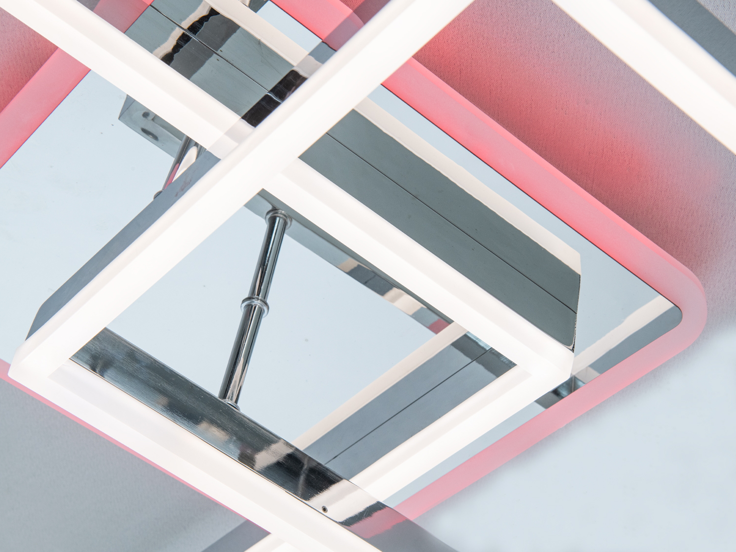 Потолочна люстра LED 2549HR хром двоквадратний світлодіодний з дистанційним керуванням