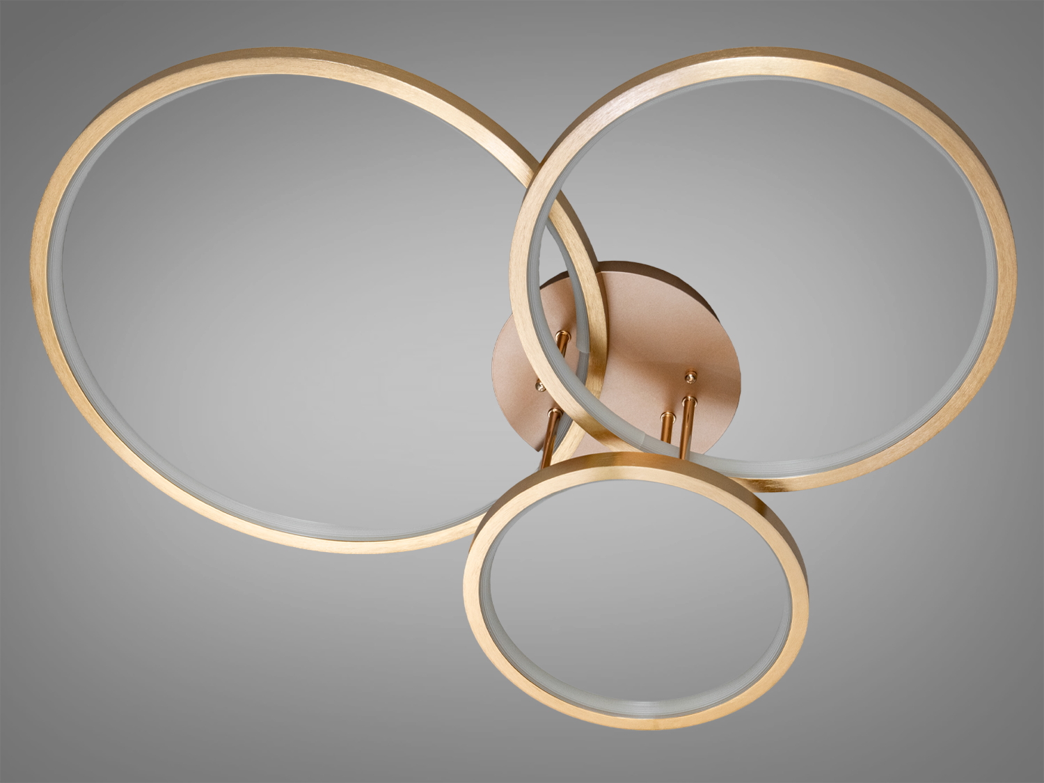 Потолочна LED люстра Diasha 3 кільця золото 85Вт з пультом