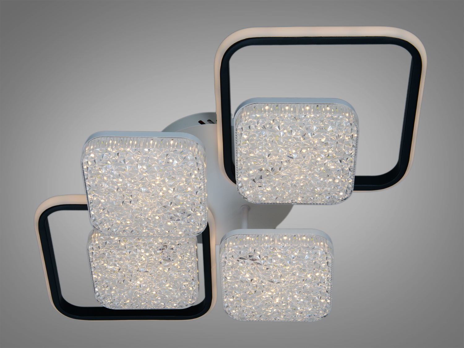 Потолочна LED люстра Diasha білий чорний 96 Вт з пультом для 16 м2