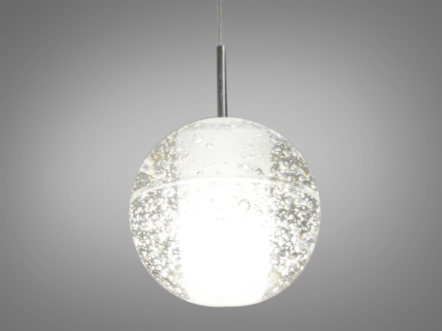 Сучасна світлодіодна люстра-підвіс у вигляді кулі, колір хром