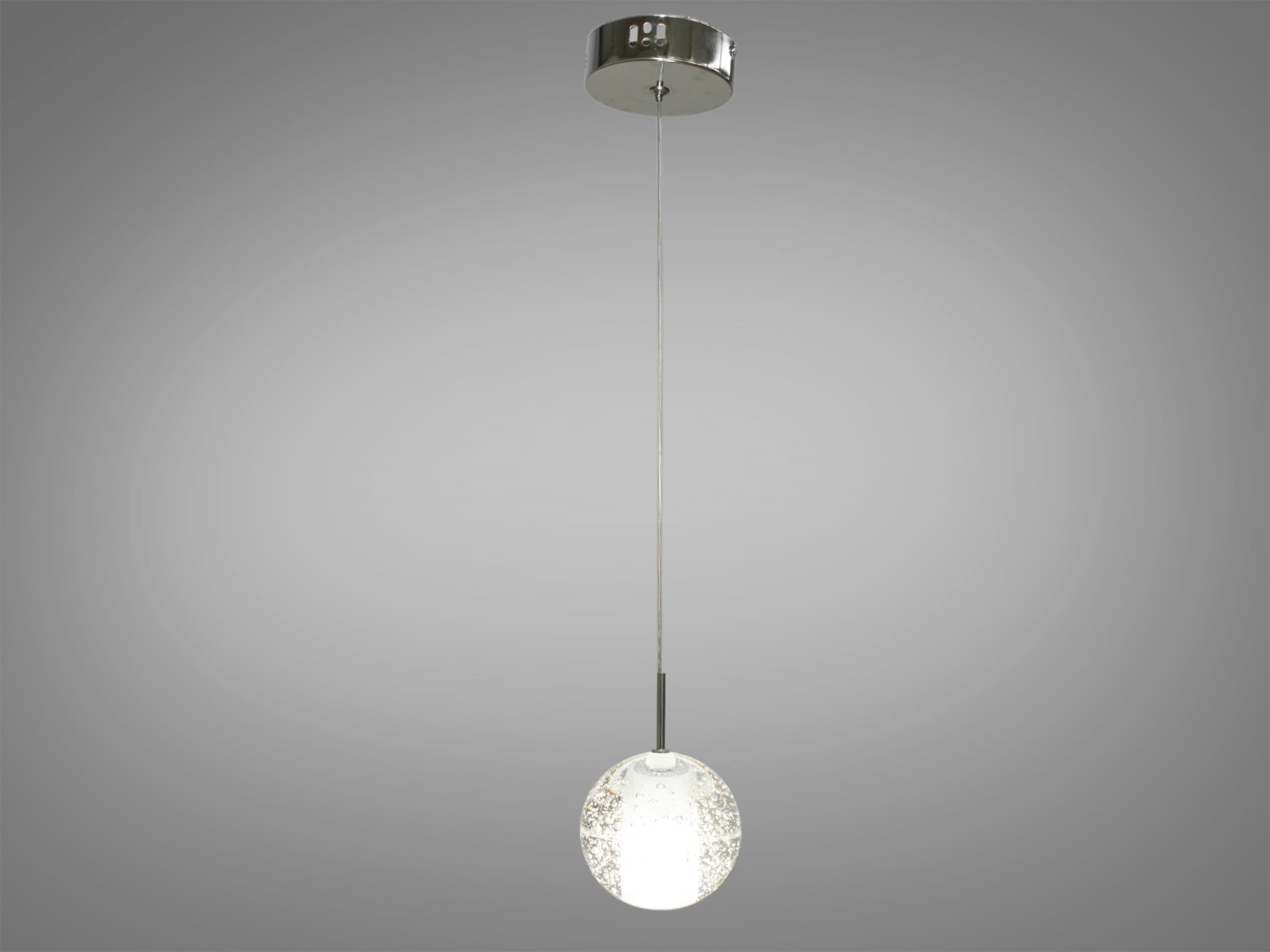 Сучасна світлодіодна люстра-підвіс у вигляді кулі, колір хром