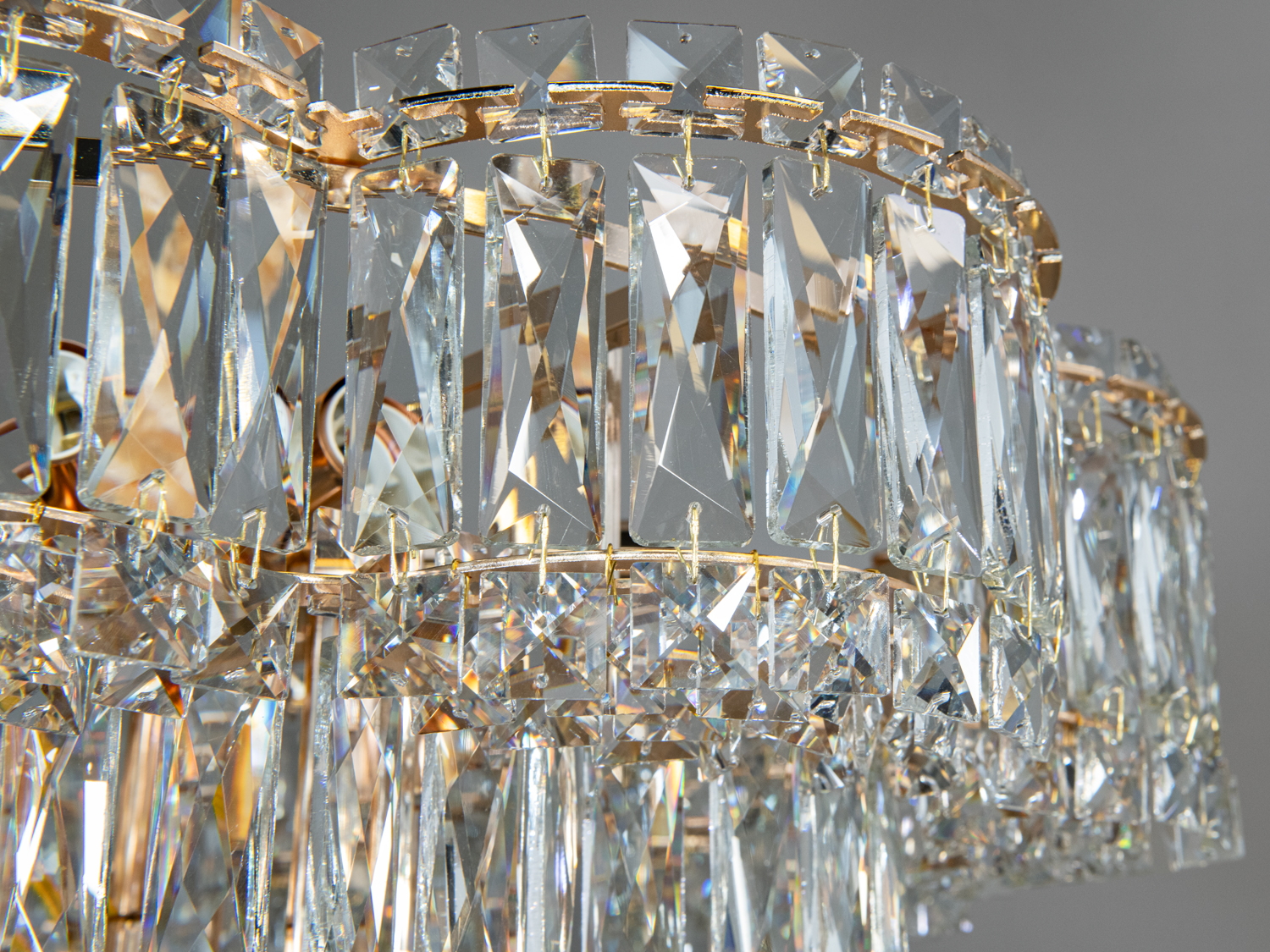 Кришталева люстра 310-600GD-LS золото багатоярусна класична