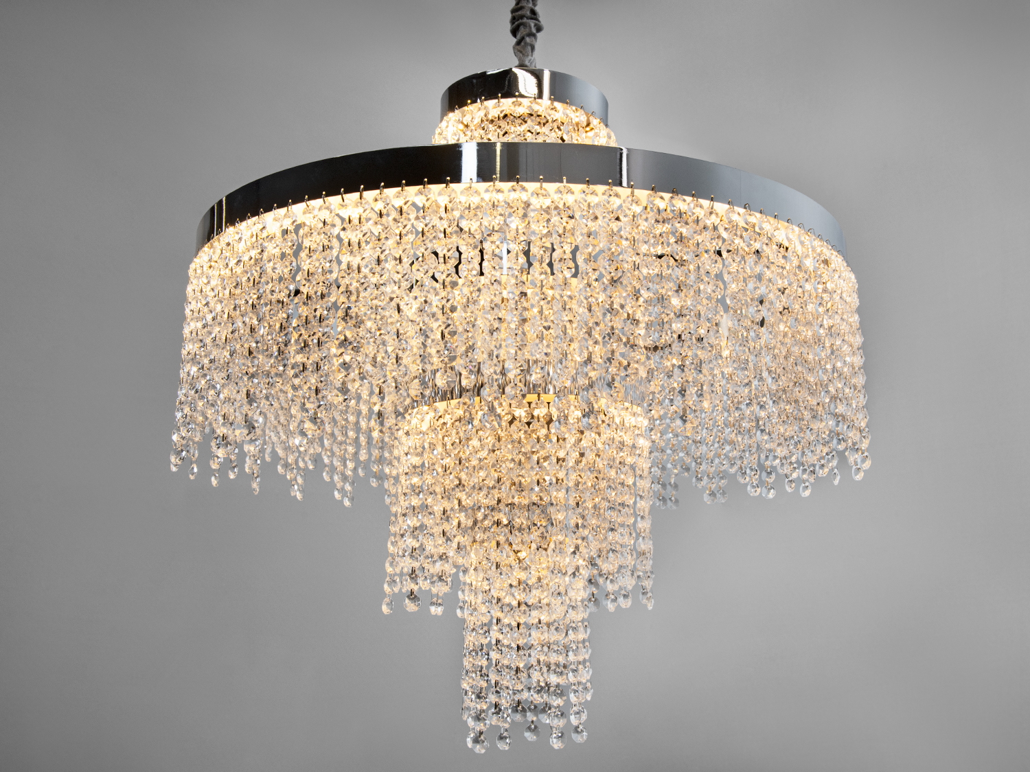 Кришталева люстра Diasha 376 хром 125Вт каскадний дизайн