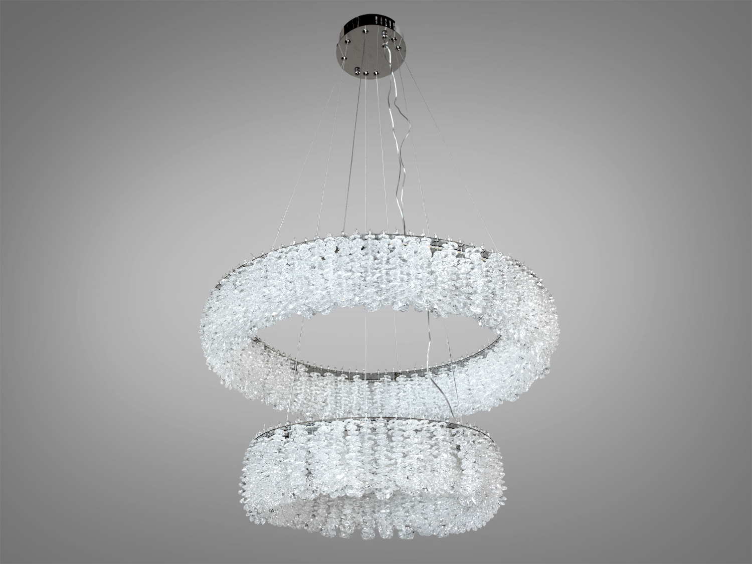 Підвісна люстра 505-600+400CH хром кришталева LED 60Вт