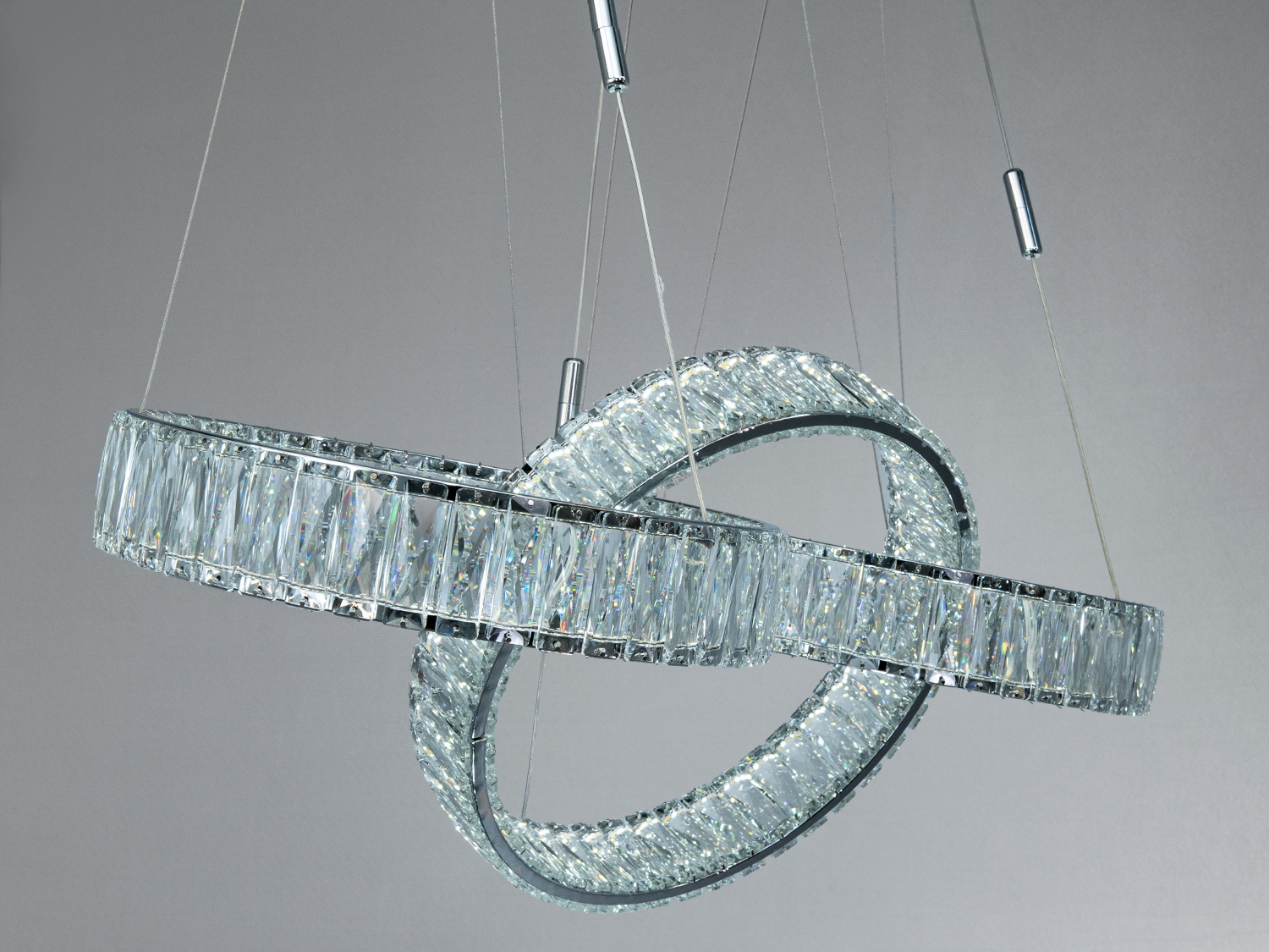 Люстра підвісна LED Diasha хром 3 кільця 140 Вт з пультом