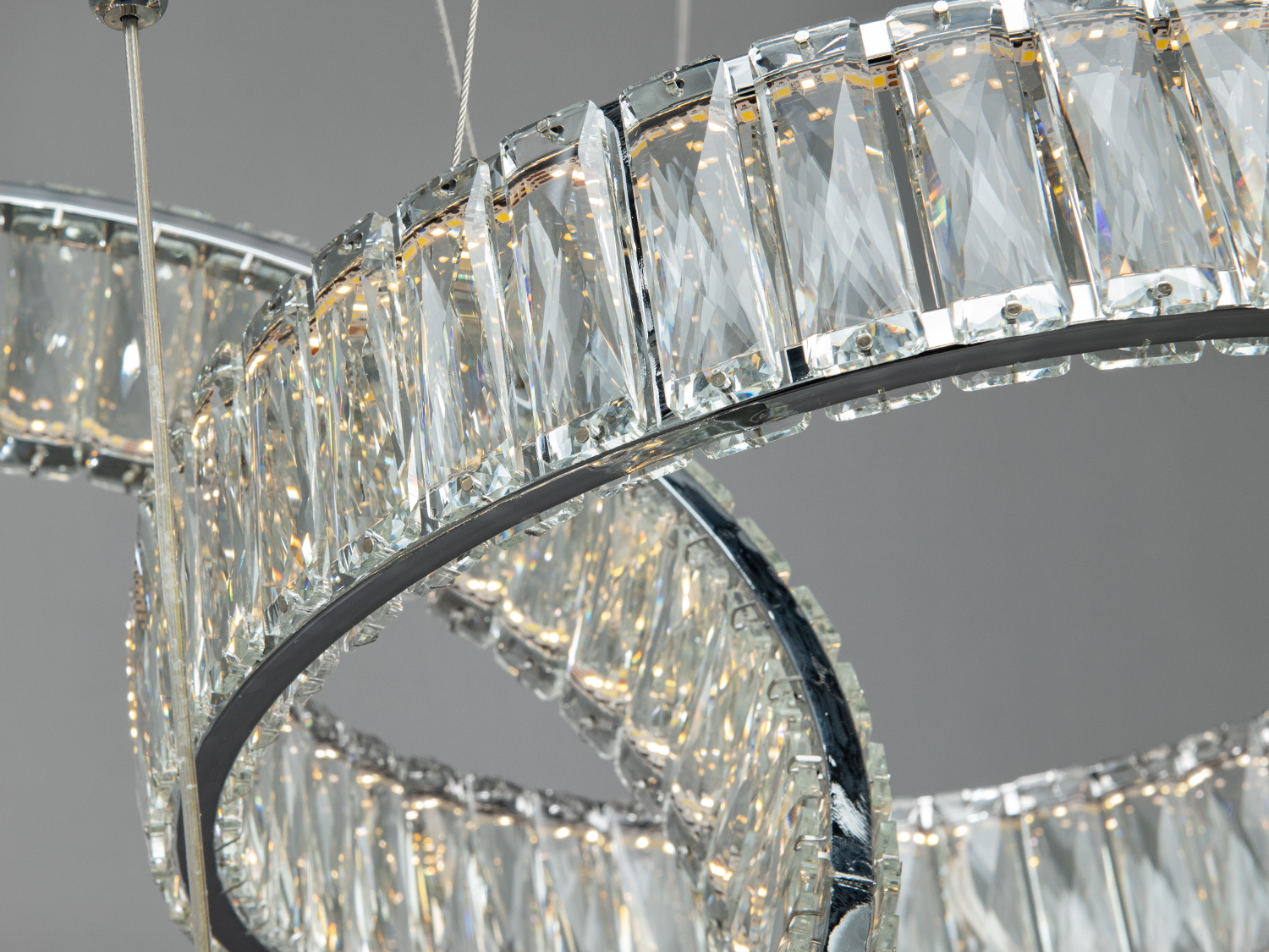 Люстра підвісна LED Diasha хром 3 кільця 140 Вт з пультом