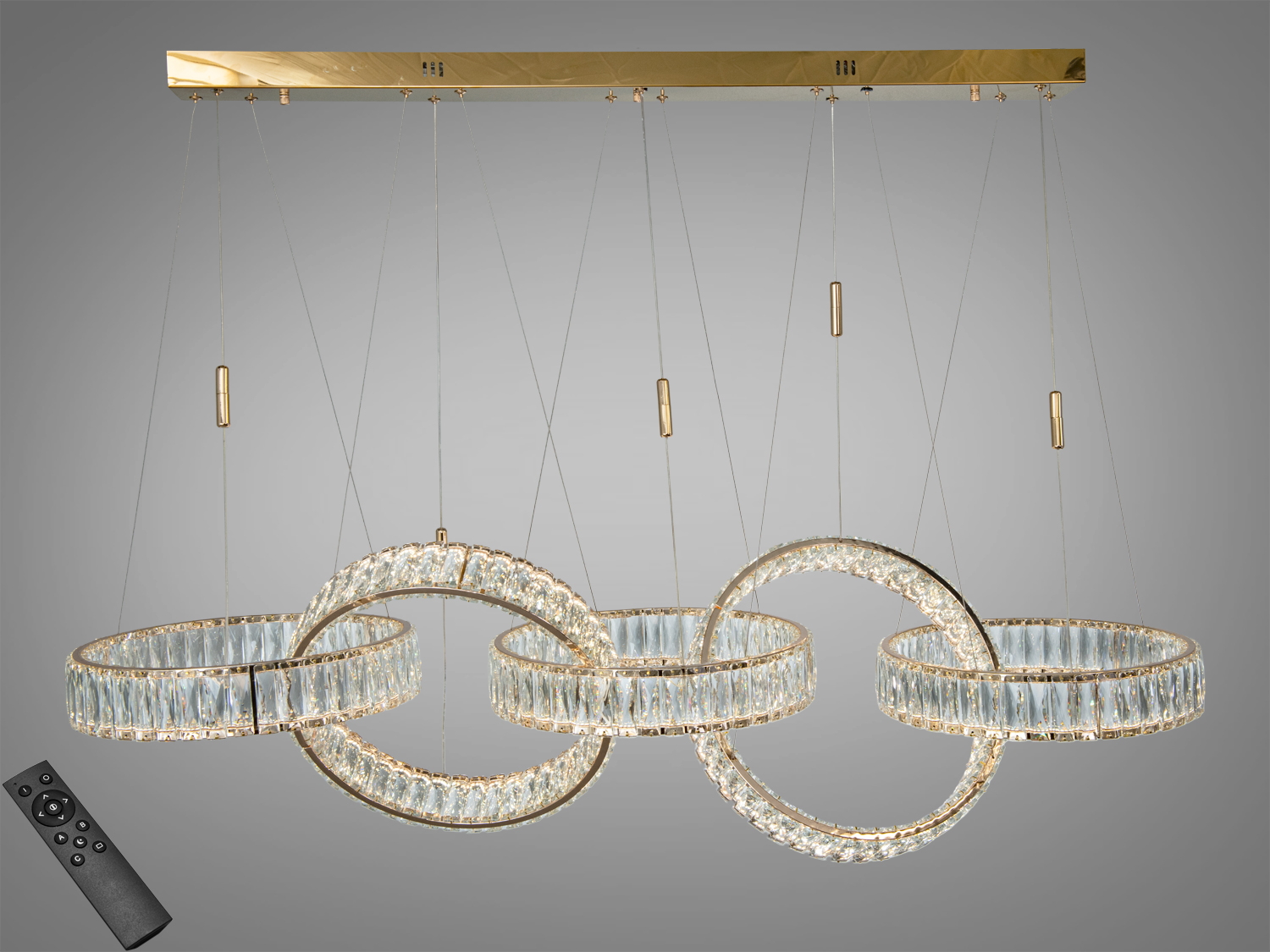 LED підвісна люстра Diasha 523-400x5G-LS золото кристали сучасний дизайн