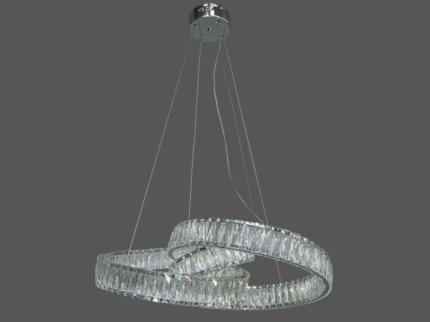 Преміальна кришталева лед люстра для холу, колір хром, 80W на 22м2