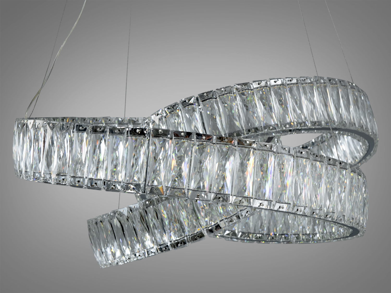 Преміальна кришталева лед люстра для холу, колір хром, 80W на 22м2