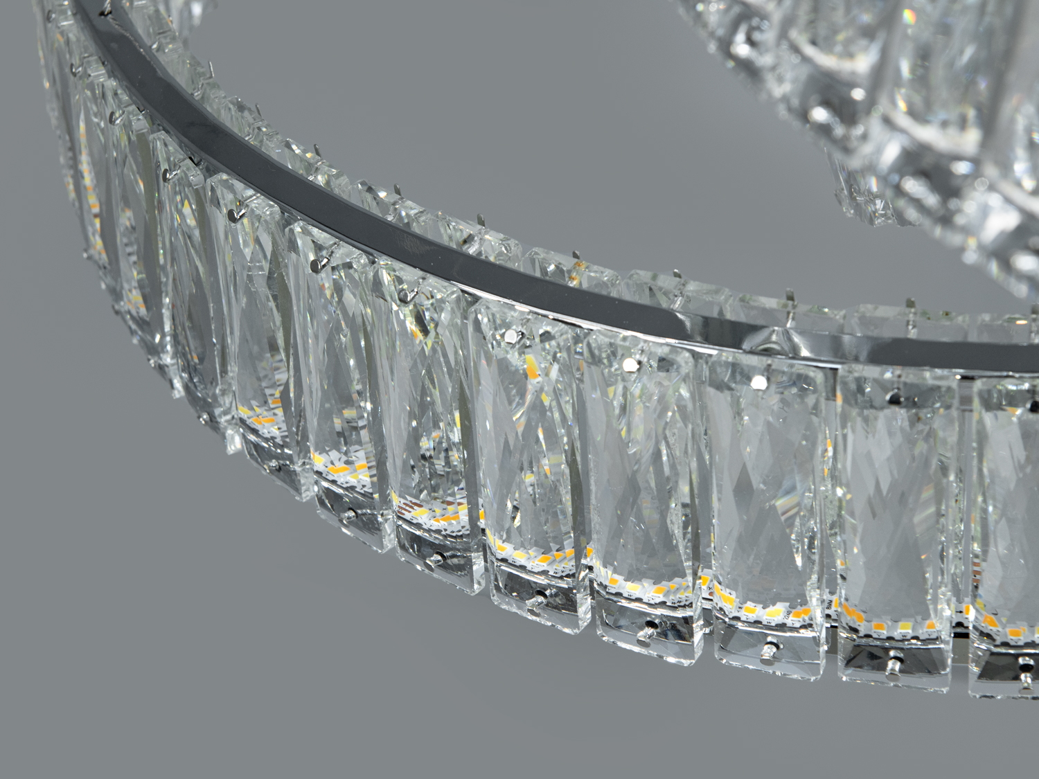 Преміальна кришталева лед люстра для холу, колір хром, 80W на 22м2