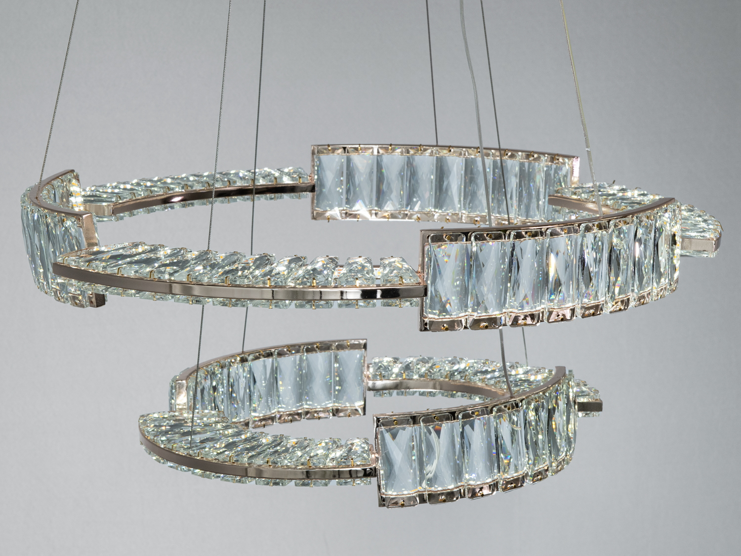 Люстра LED Diasha підвісна золото два кільця 60 40 см пульт керування