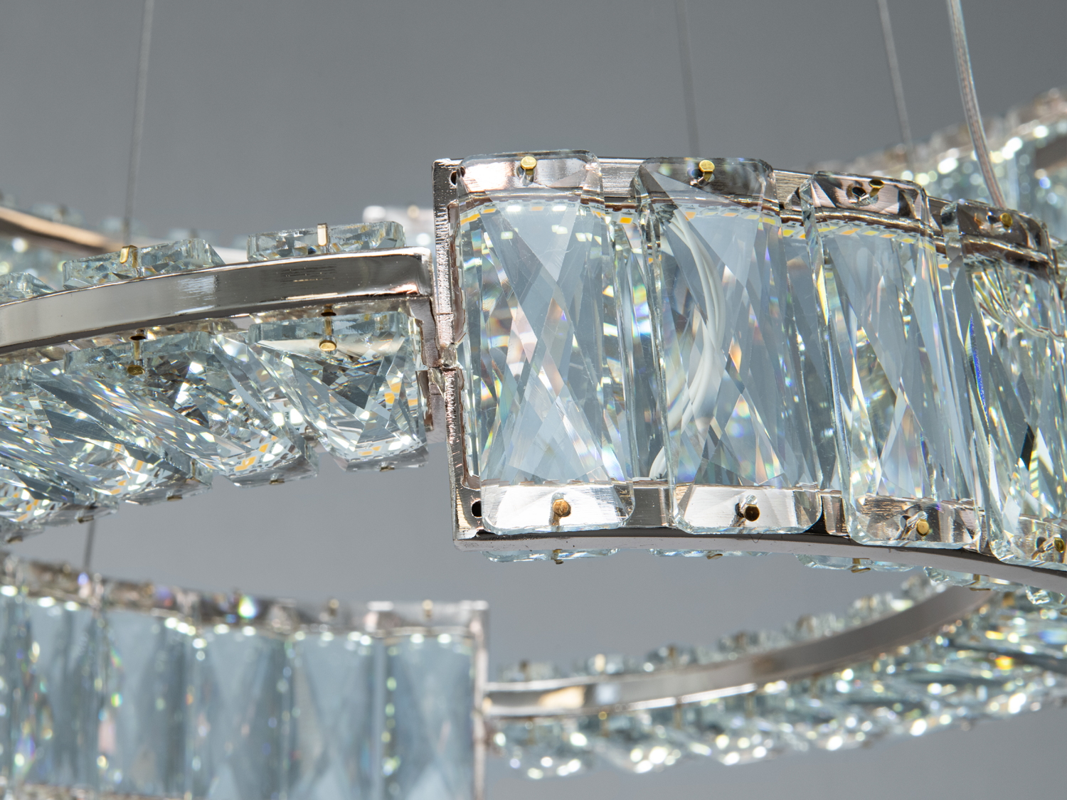 Люстра LED Diasha підвісна золото два кільця 60 40 см пульт керування