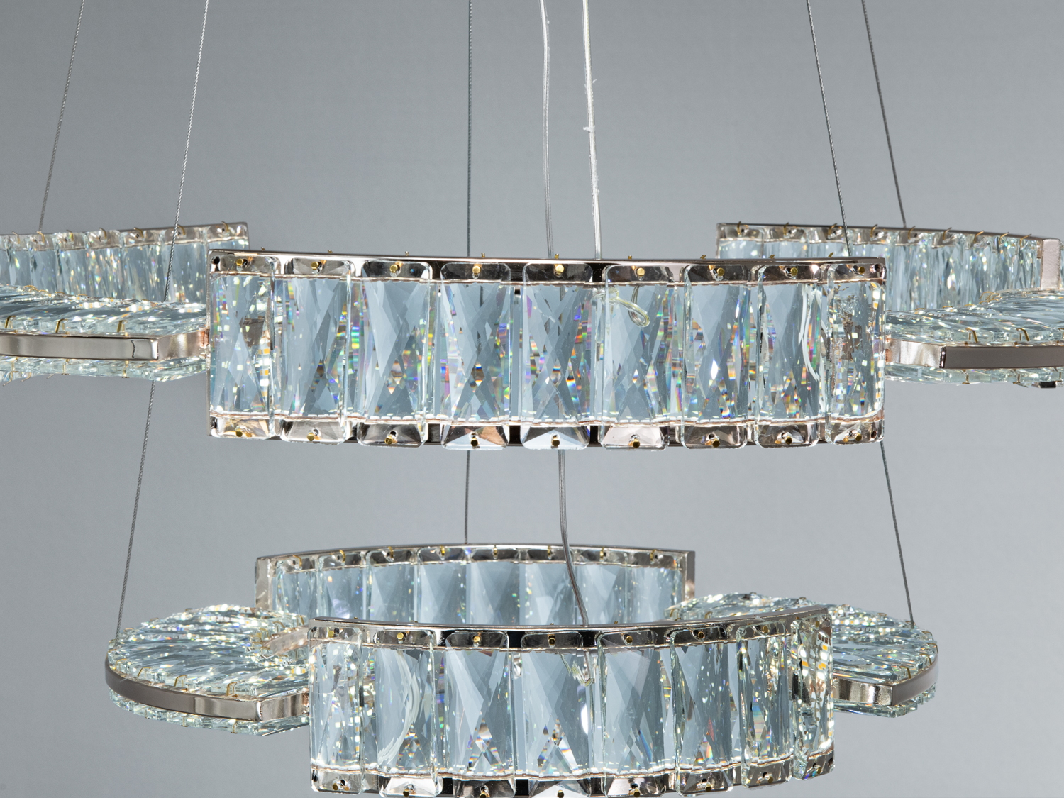 Люстра LED Diasha підвісна золото два кільця 60 40 см пульт керування