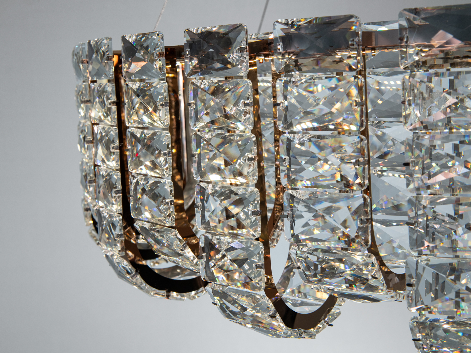 Підвісна люстра LED 559-800G-LS кришталева золото 83 Вт з пультом