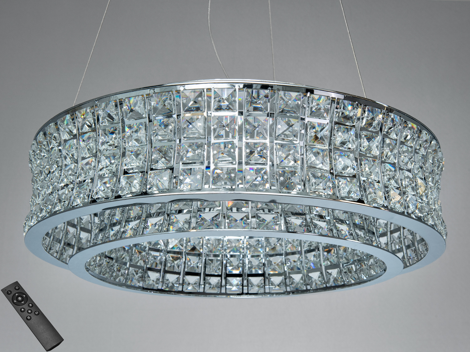 Світлодіодна підвісна люстра LED 572-500CH-LS хром 110Вт з пультом