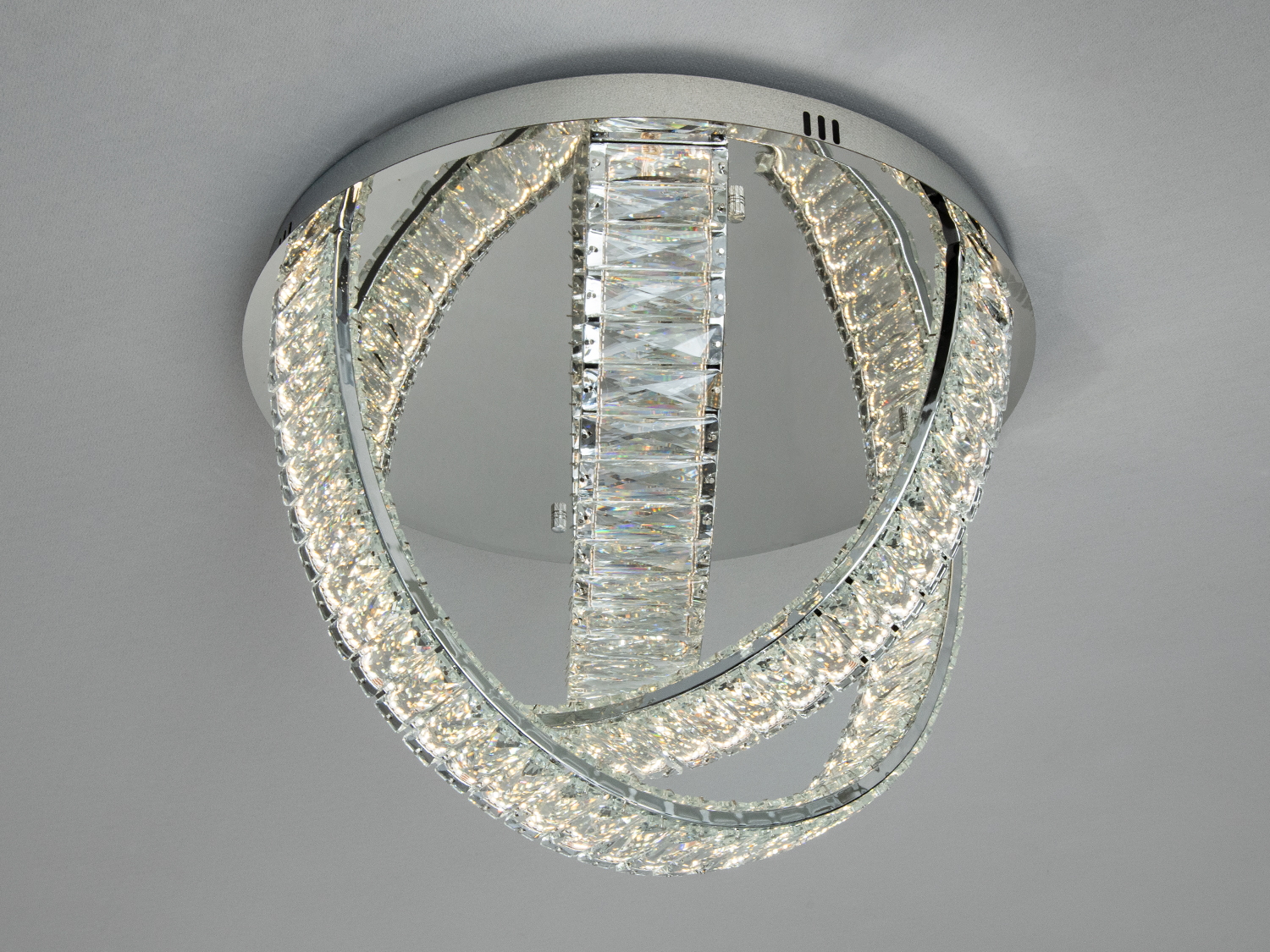 Світлодіодна кришталева люстра 578-500CH-LS хром 100 Вт три кільця