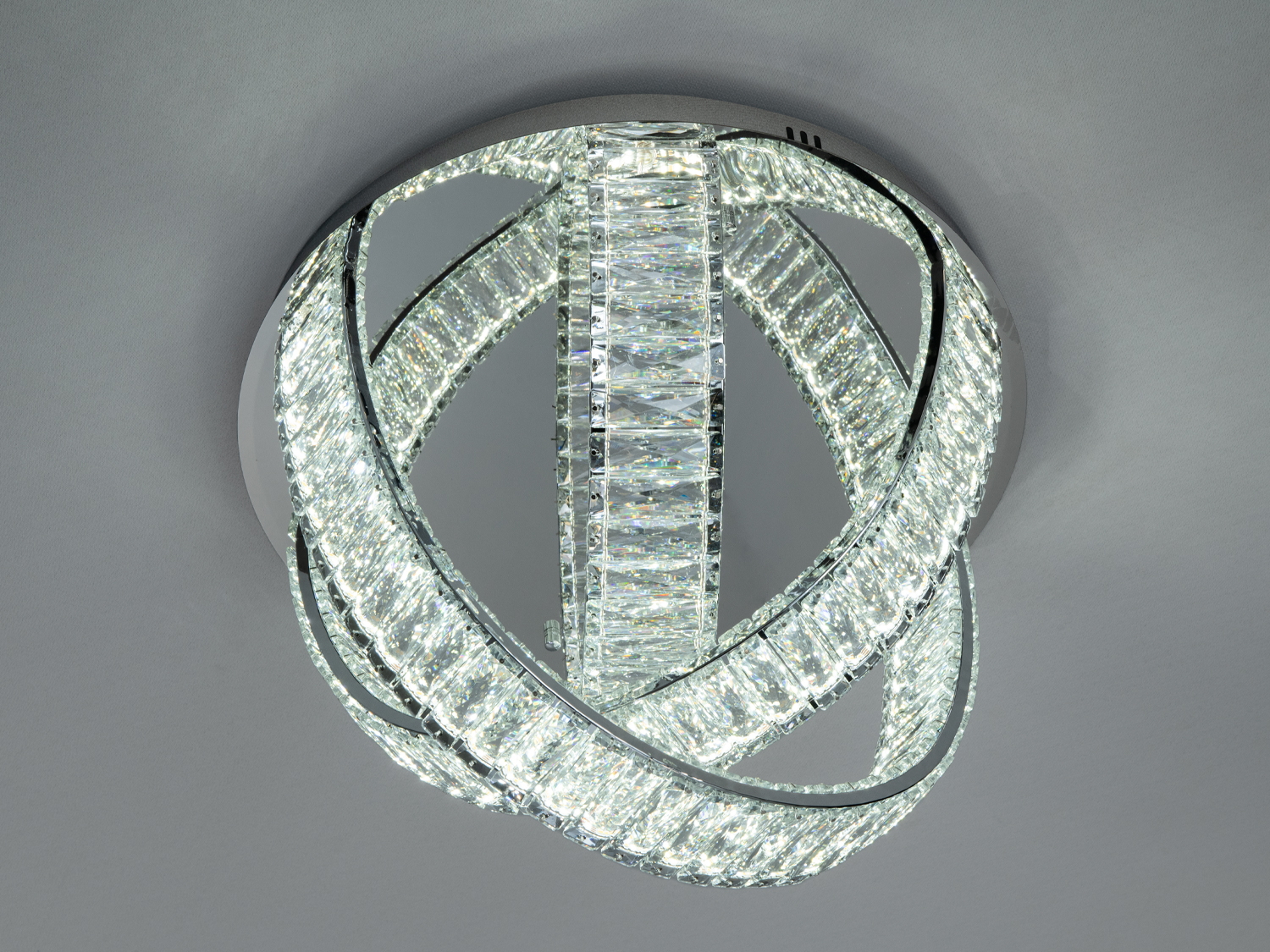 Світлодіодна кришталева люстра 578-500CH-LS хром 100 Вт три кільця