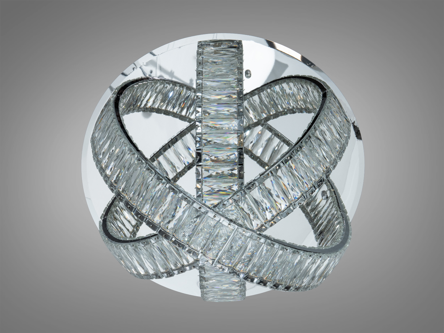 Світлодіодна кришталева люстра 578-500CH-LS хром 100 Вт три кільця