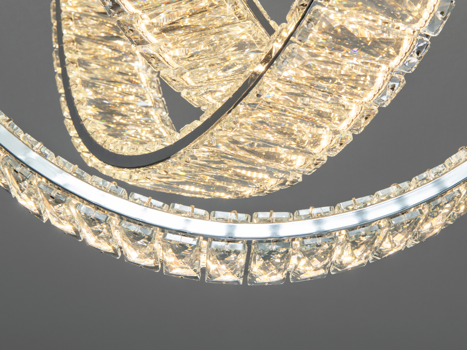 Світлодіодна кришталева люстра 578-500CH-LS хром 100 Вт три кільця