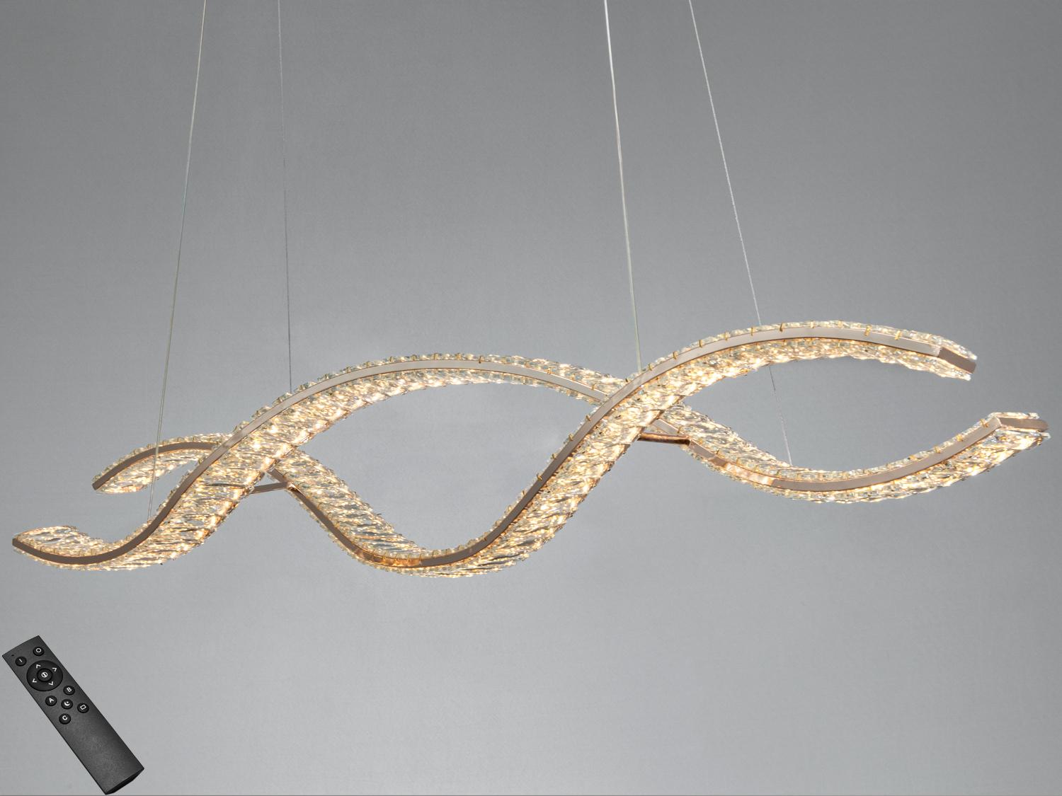 Світильник хвилеподібний з дистанційним керуванням, що дозволяє регулювати освітлення.