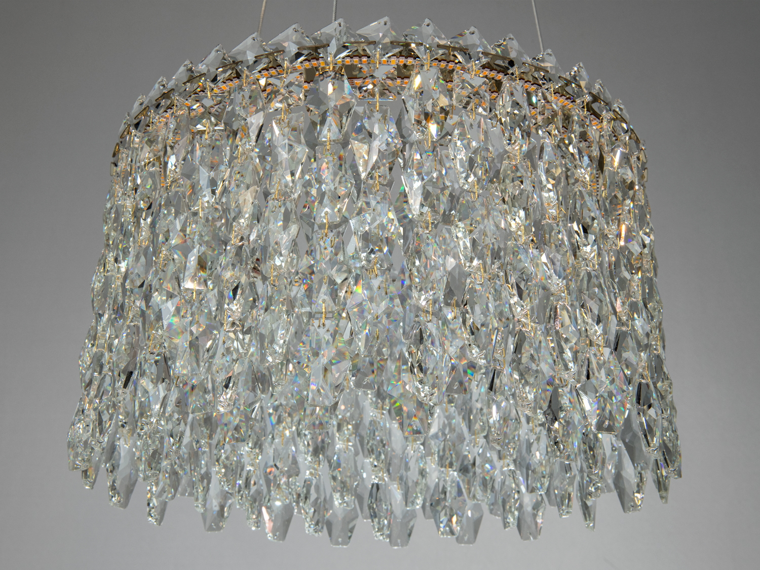 Світлодіодна підвісна люстра Diasha 52 Вт золото кришталь регульована висота