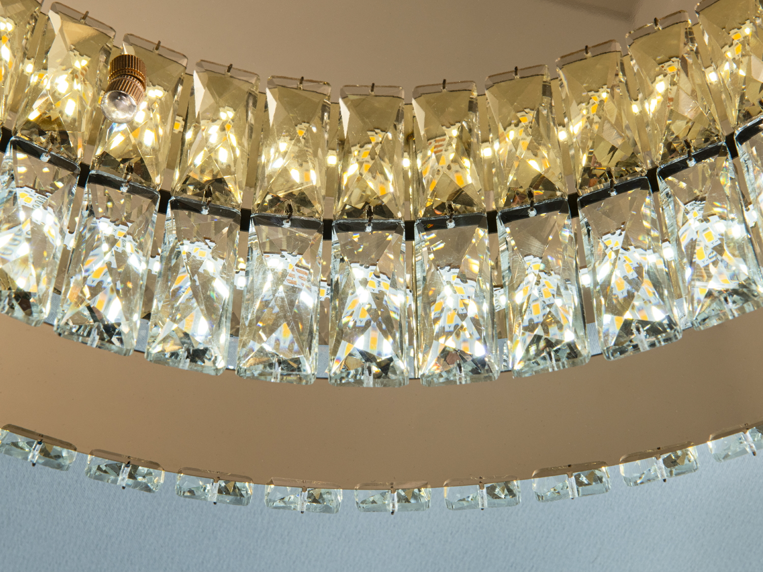 Люстра стельова LED Diasha золото 55 Вт дистанційне керування кришталь