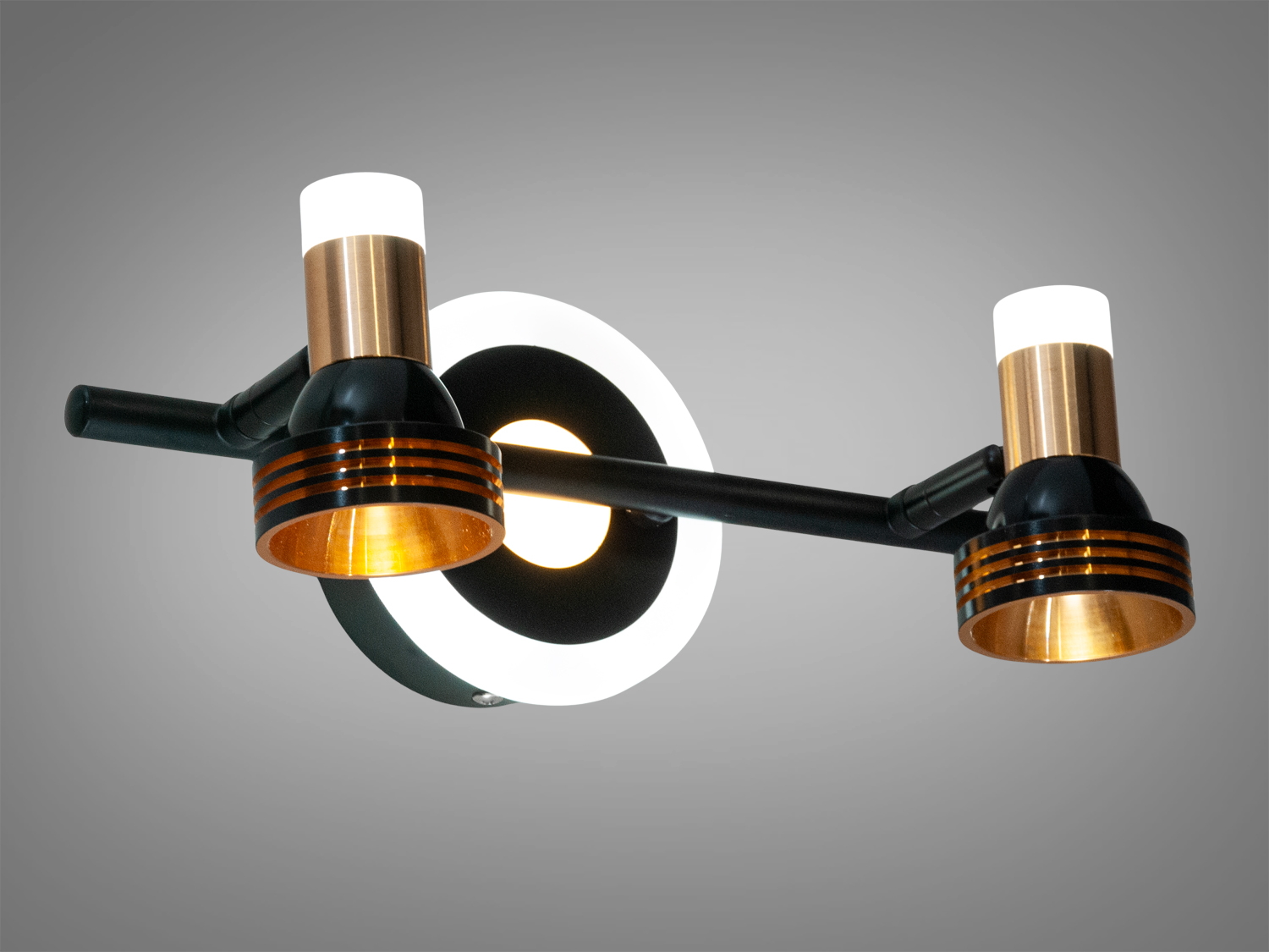 Елегантне підсвічування Diasha для дзеркал і картин з чорного металу з золотими акцентами, 13W.