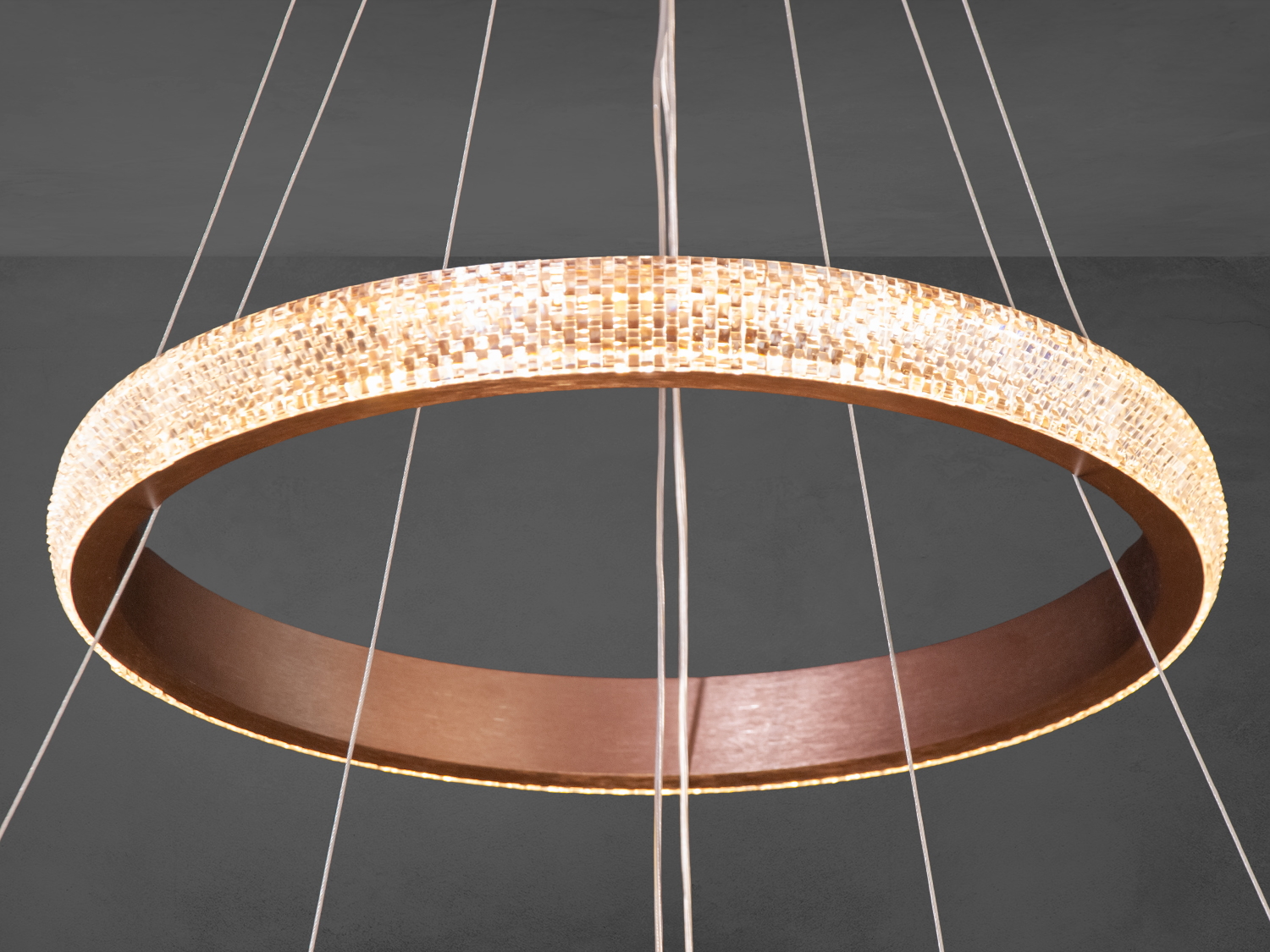 Світлодіодна люстра 6012-400 коричневий димер три кільця