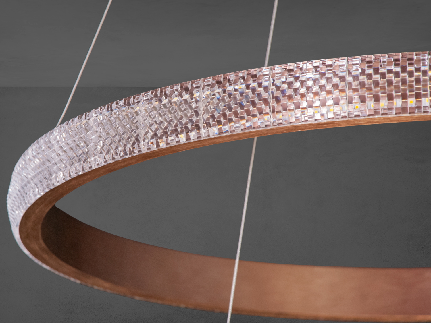 Світлодіодна люстра 6012-400 коричневий димер три кільця