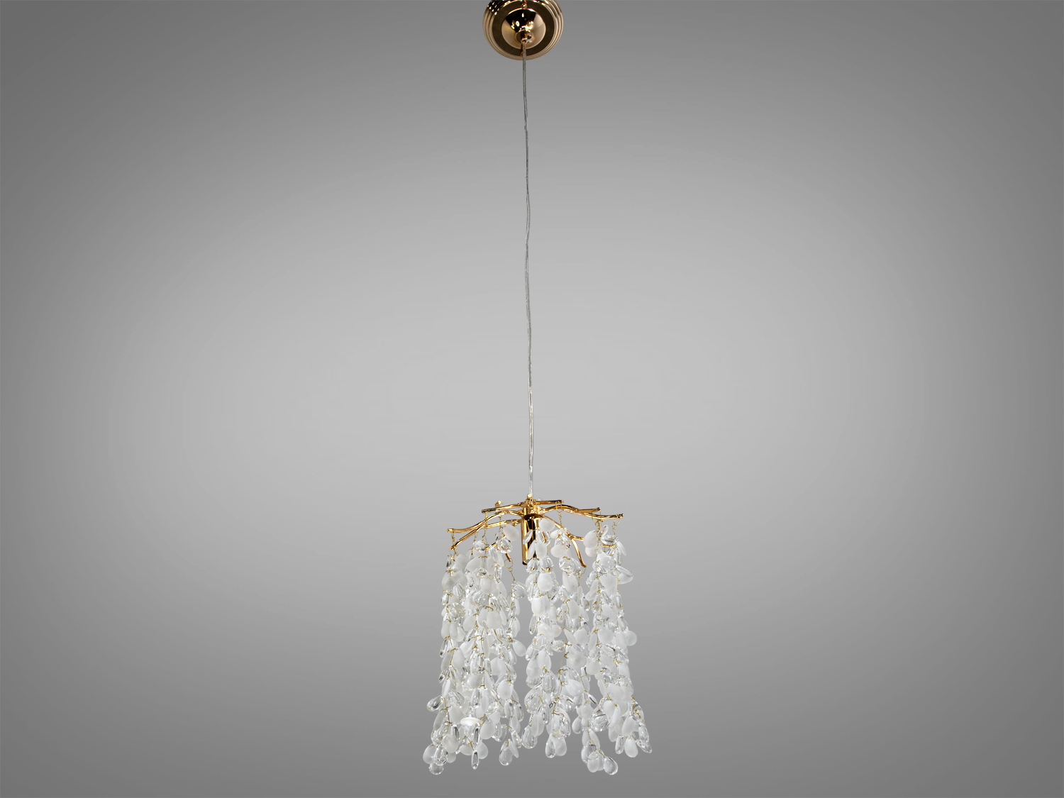 Дизайнерська підвісна люстра Глициния золото з каскадним кришталем. Ідеальний акцент для сучасного інтер’єру.