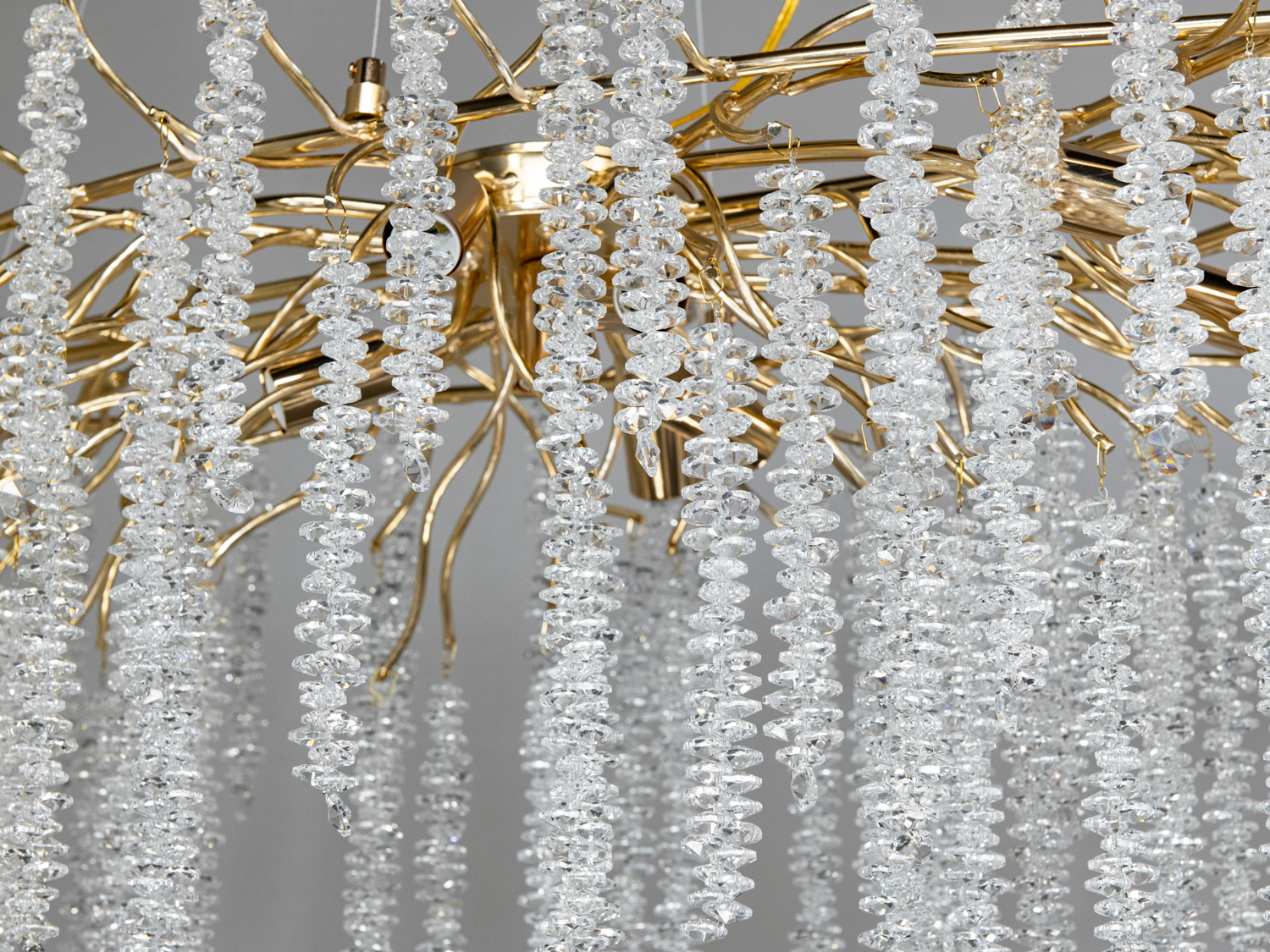 Кришталева люстра «Гліцинія» на кухню, золото, на 12 ламп