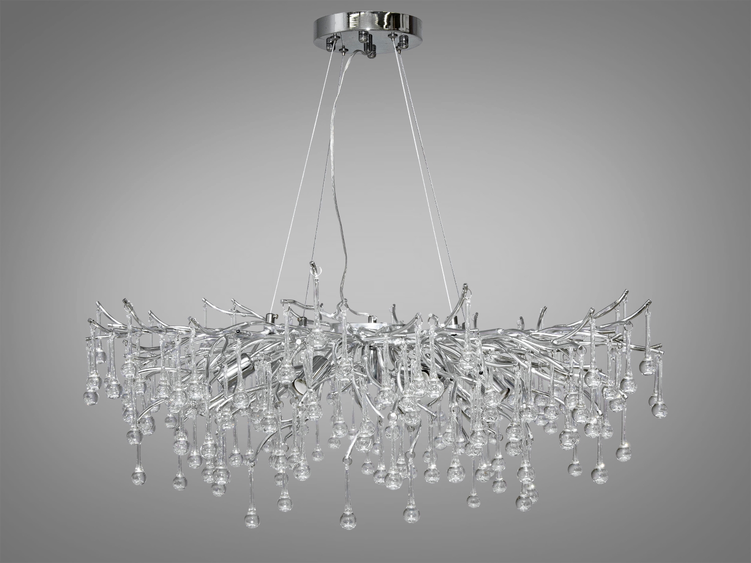 Шикарна кришталева люстра для холу прикрашена кришталевими підвісками у формі краплі, що нагадують сльози принца Руперта, відомі як 