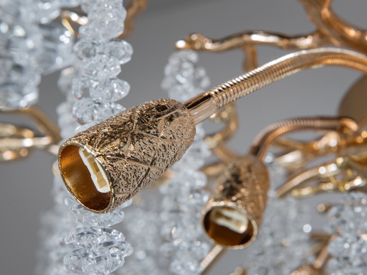 Підвісна люстра Diasha серія Гліцинія золото кришталь 10 ламп